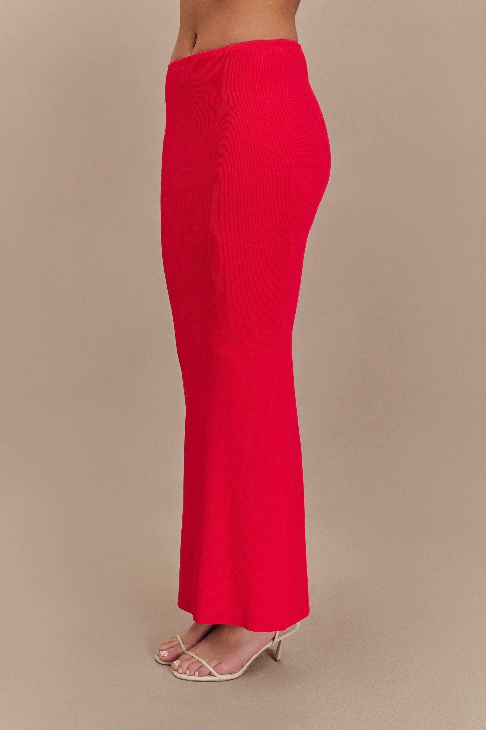 Keaton Fishtail Knit Maxi Skirt - Red #6