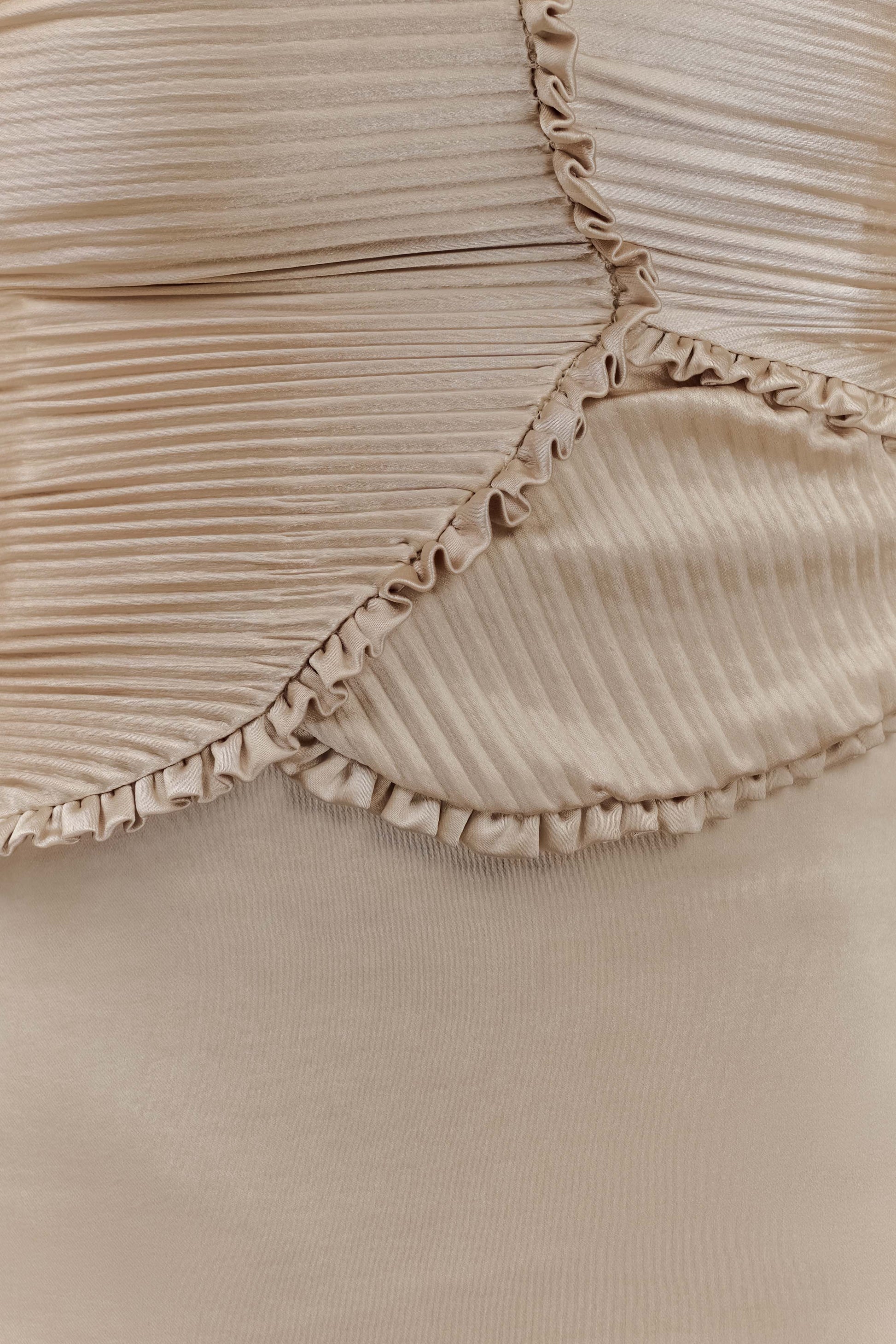 Larissa Satin Maxi Dress With Ruched Petals - Blush Gold #6