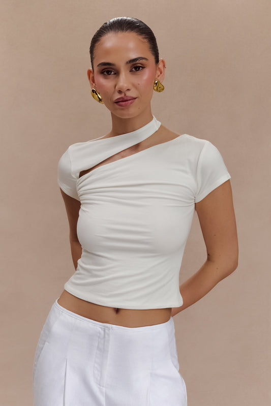 Aurelie Cut Out Short Sleeve Top - Ivory