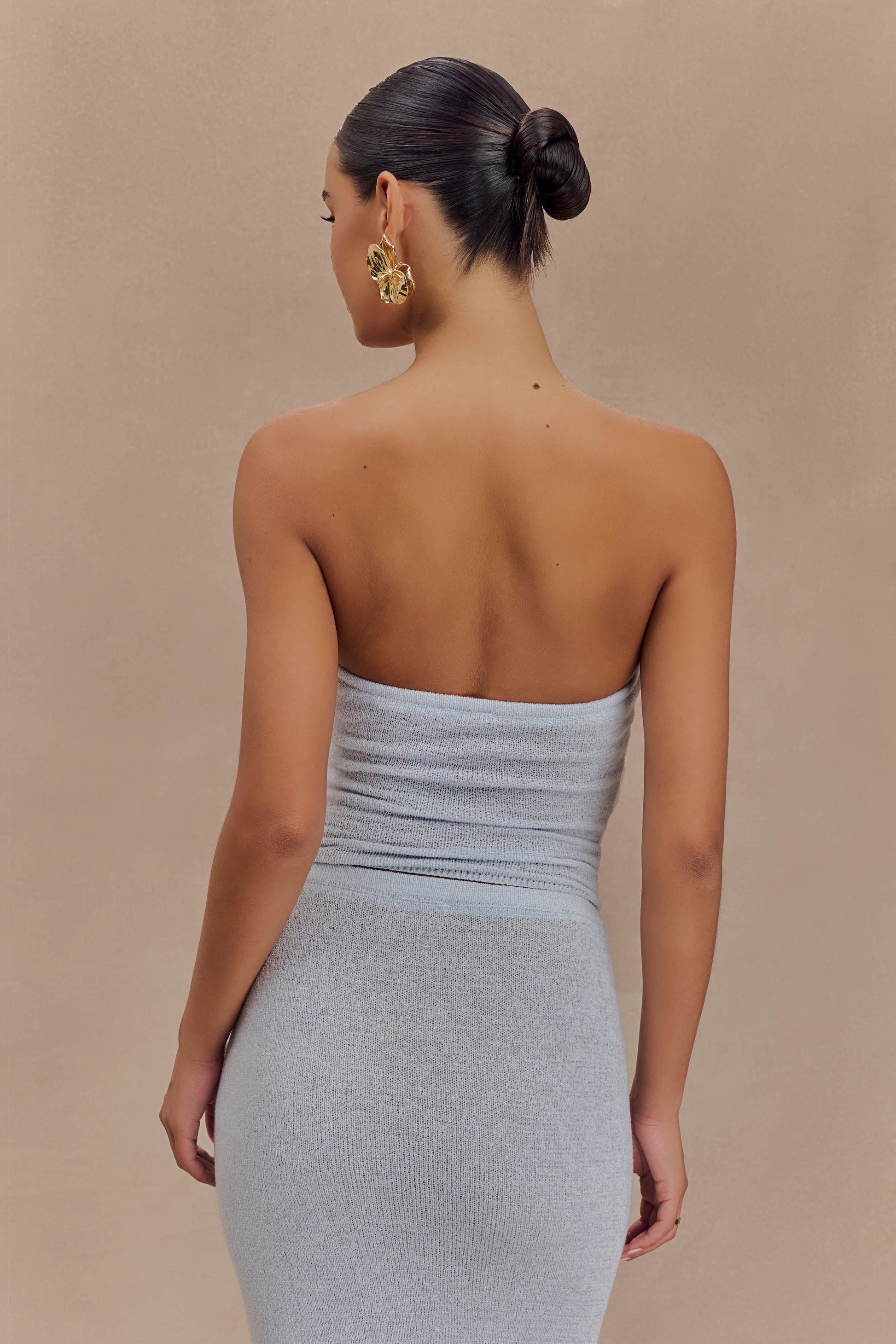 Phoebe Strapless Tie Knit Top - Ice Blue #2