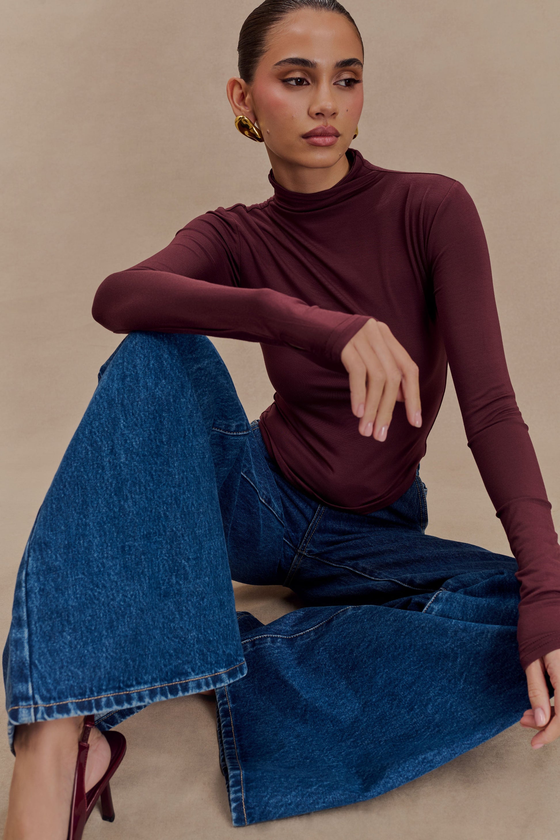 Ember Modal Long Sleeve High Neck Top - Mahogany #6