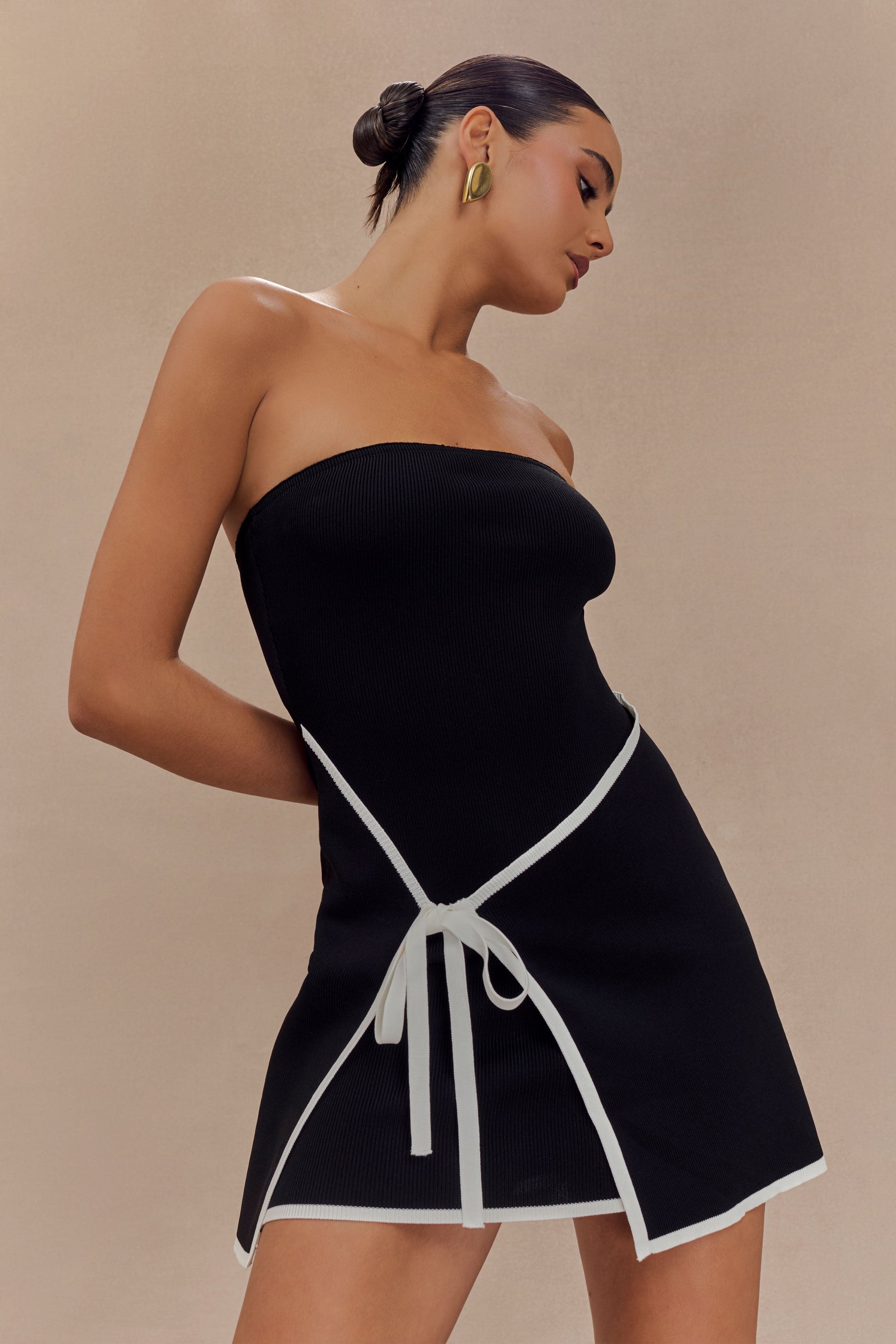 Rian Strapless Knit Mini Dress - Black #3