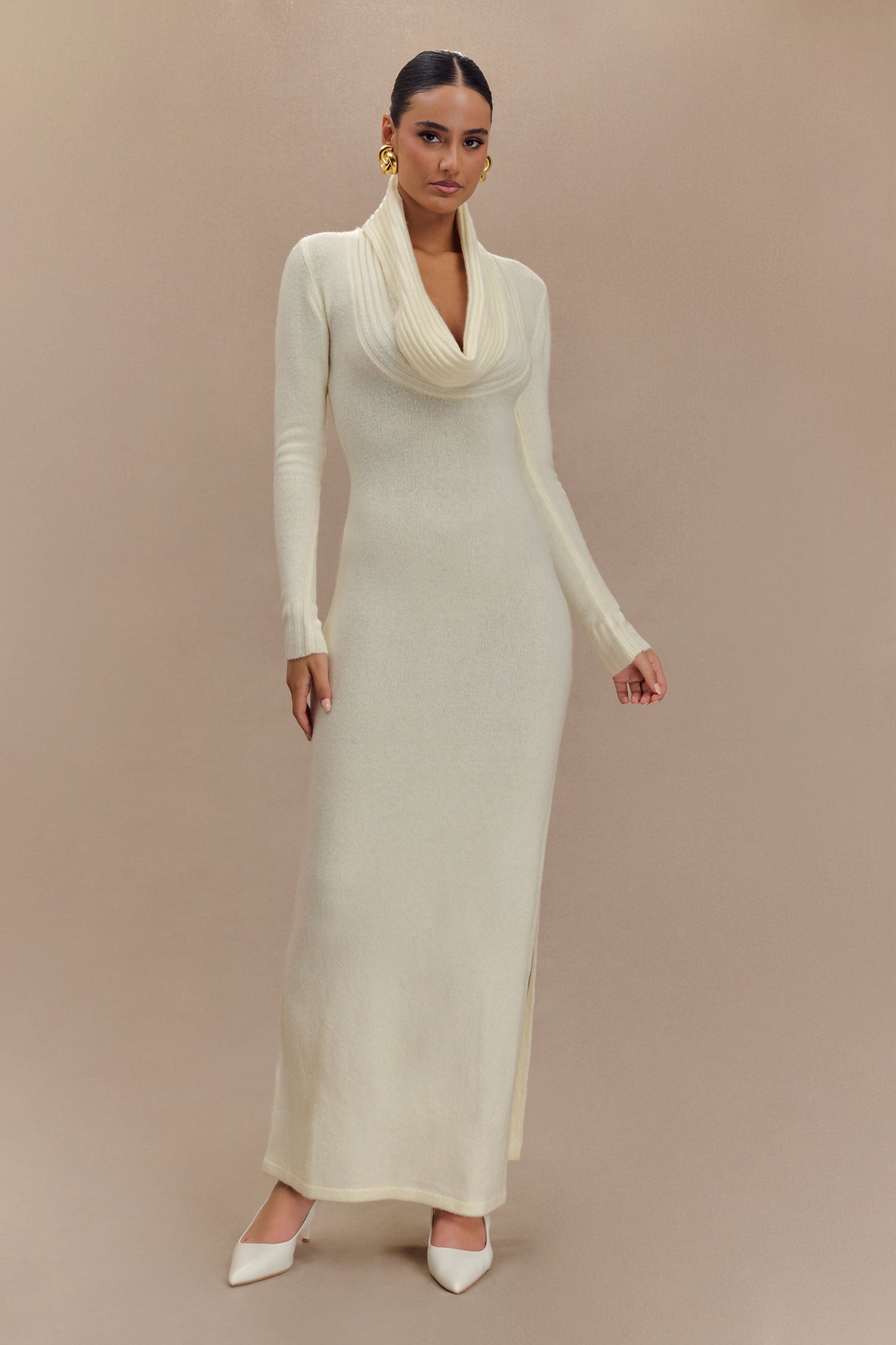 Alessandra Reversible Knit Maxi Dress - Ivory Marle #7