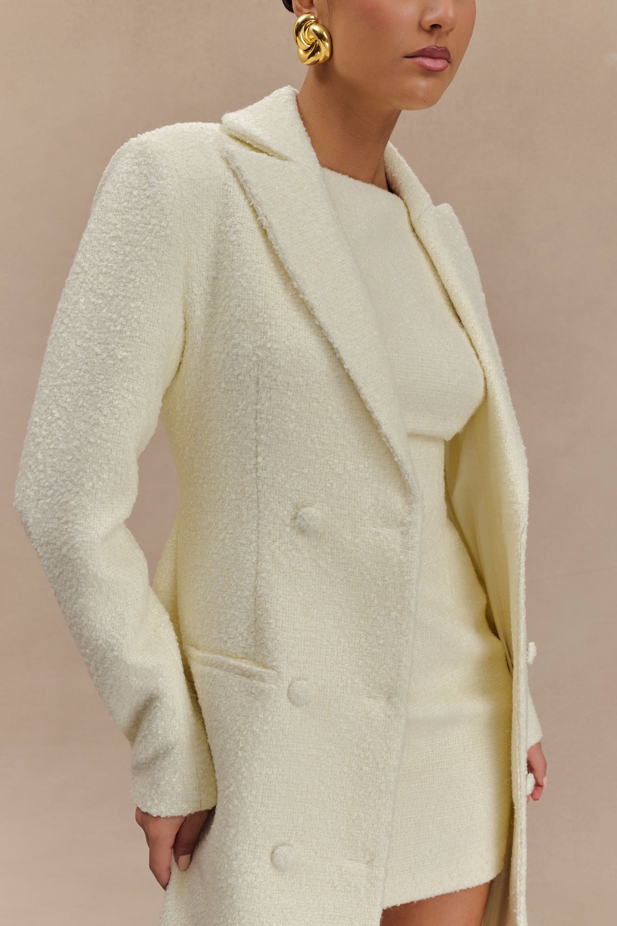 Carver Boucle Coat - Ivory #3