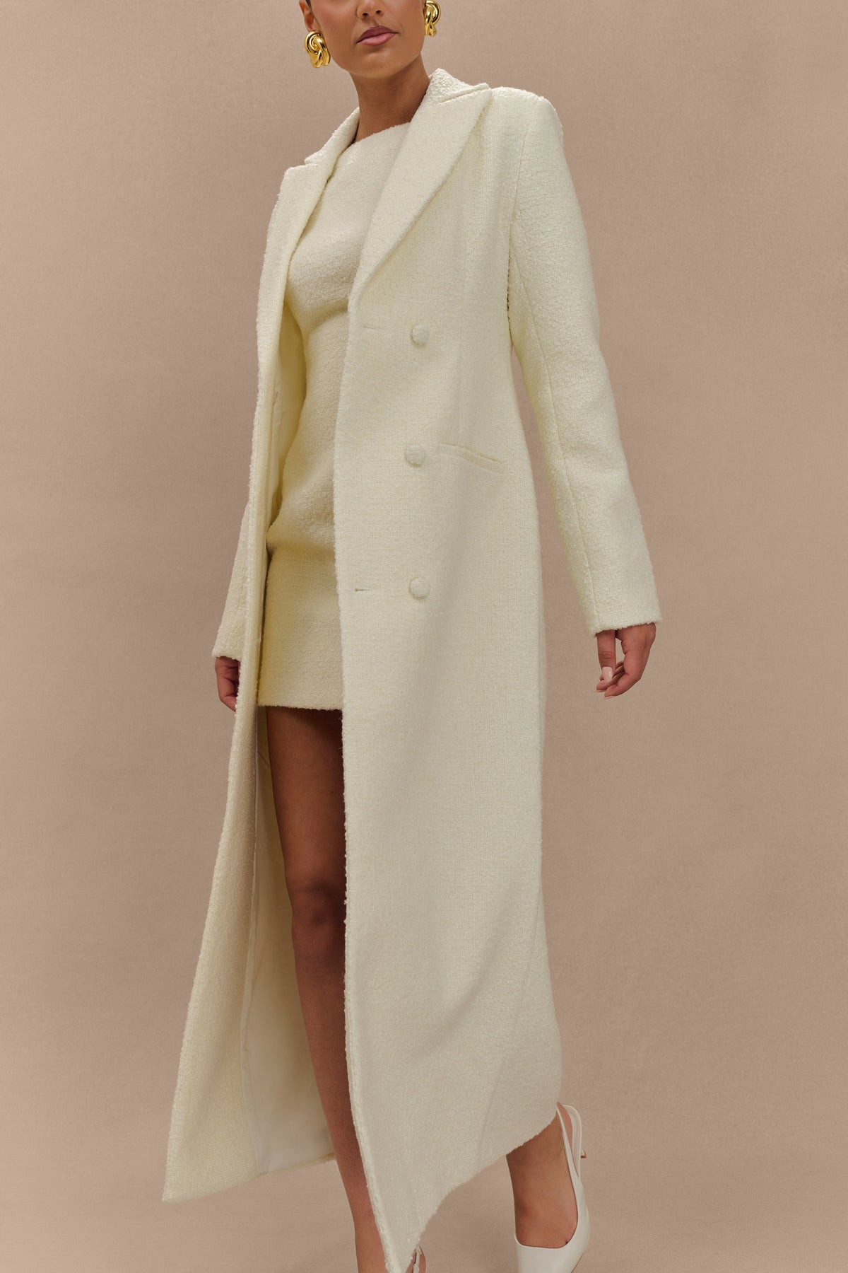 Carver Boucle Coat - Ivory #4
