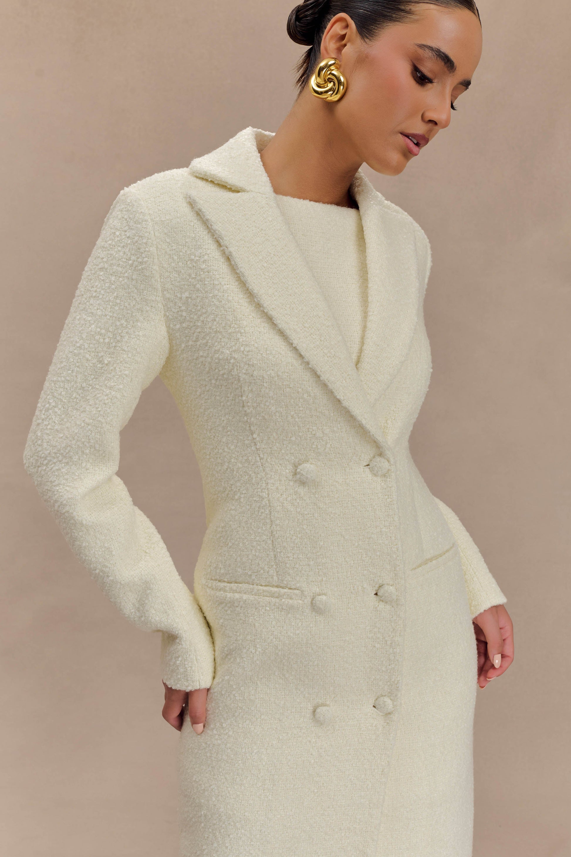 Carver Boucle Coat - Ivory #5