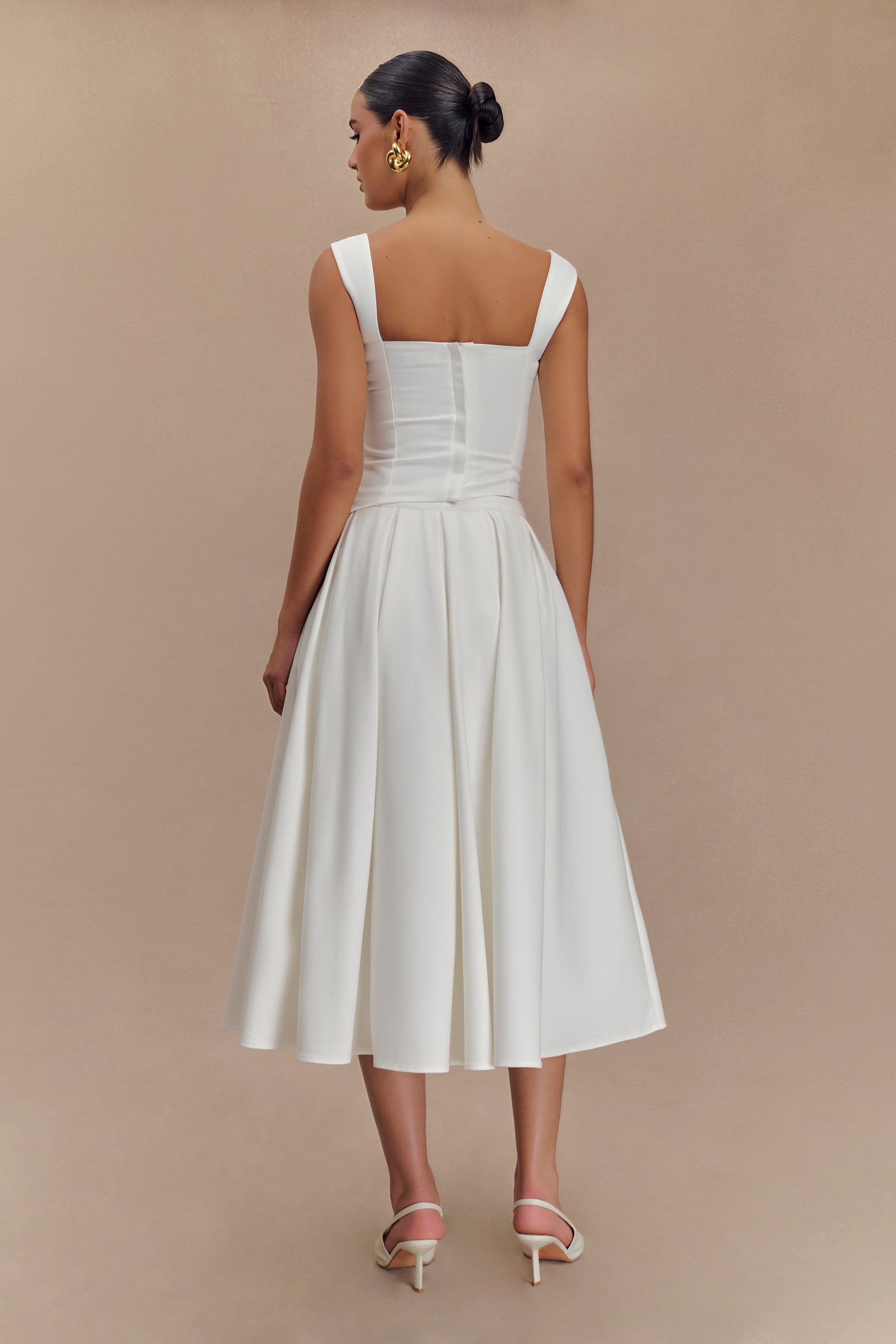 Bryony Satin Structured Sleeveless Top - White #2