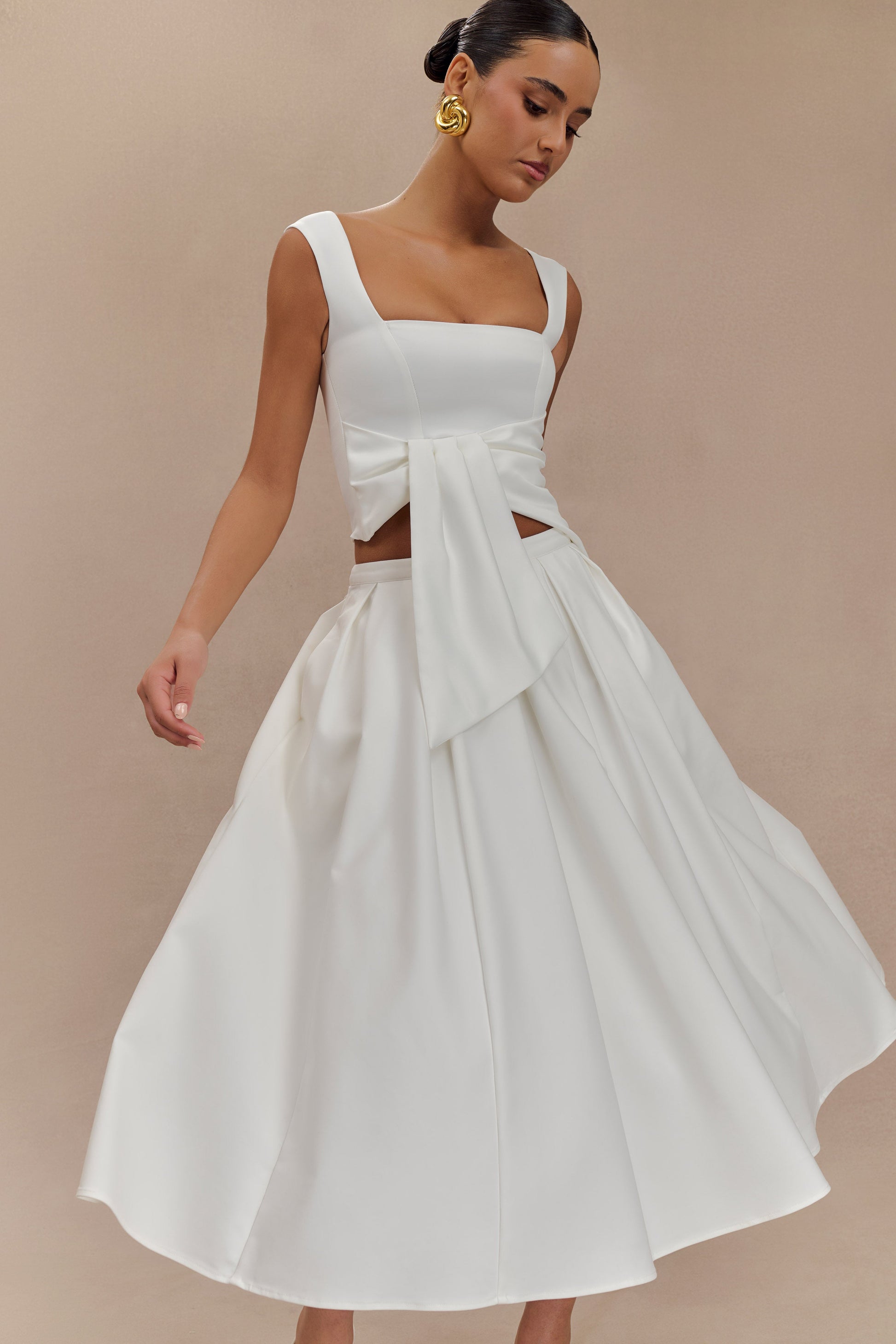 Bryony Satin Structured Sleeveless Top - White #3