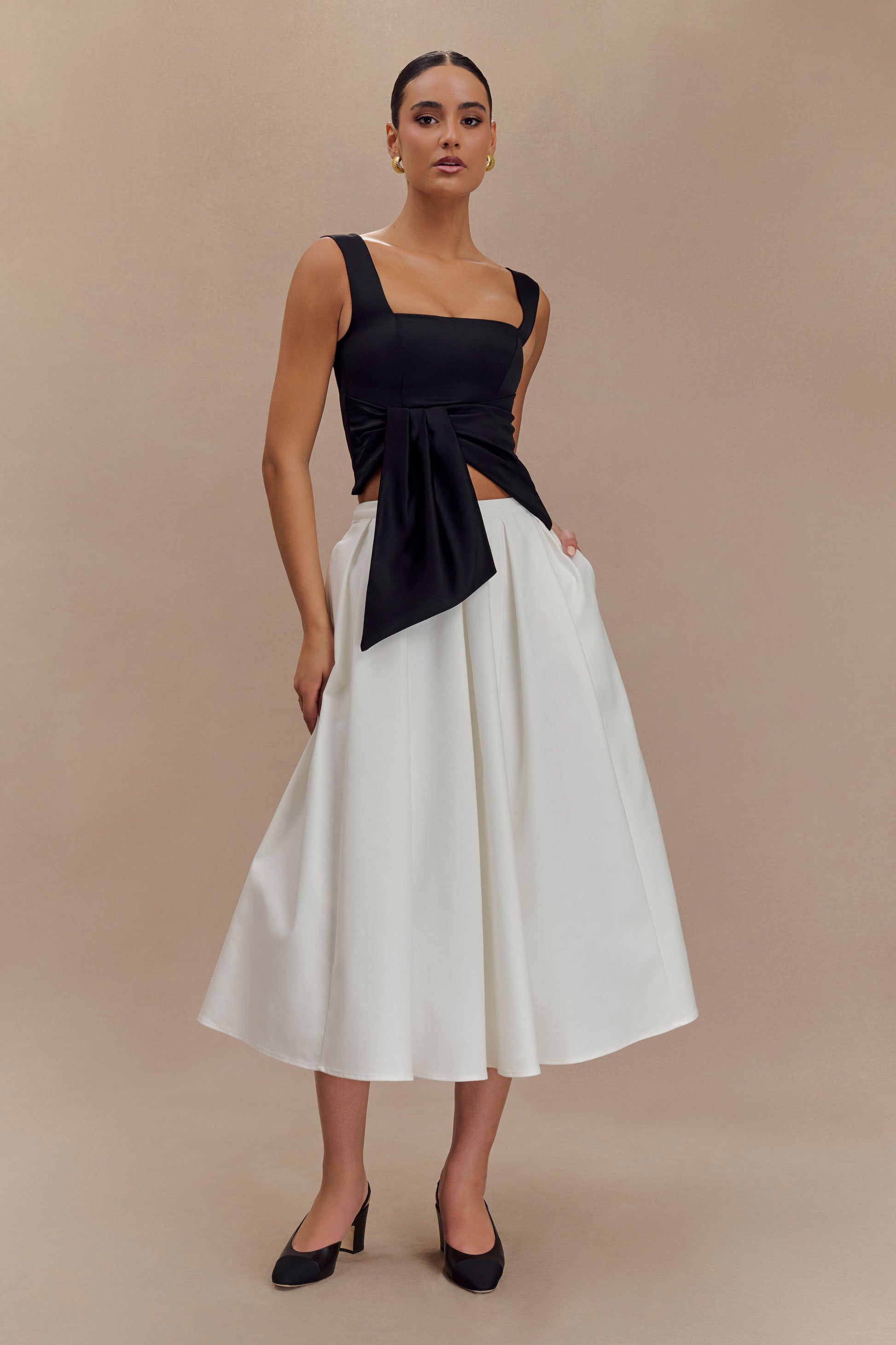 Bryony Satin Structured Sleeveless Top - Black #6