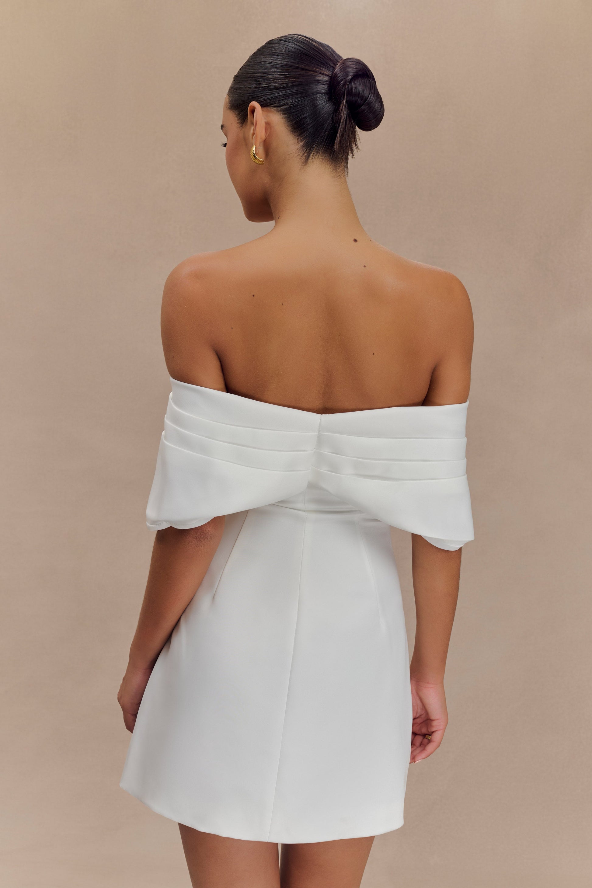 Gloria Mini Off Shoulder Drape Dress - White #2