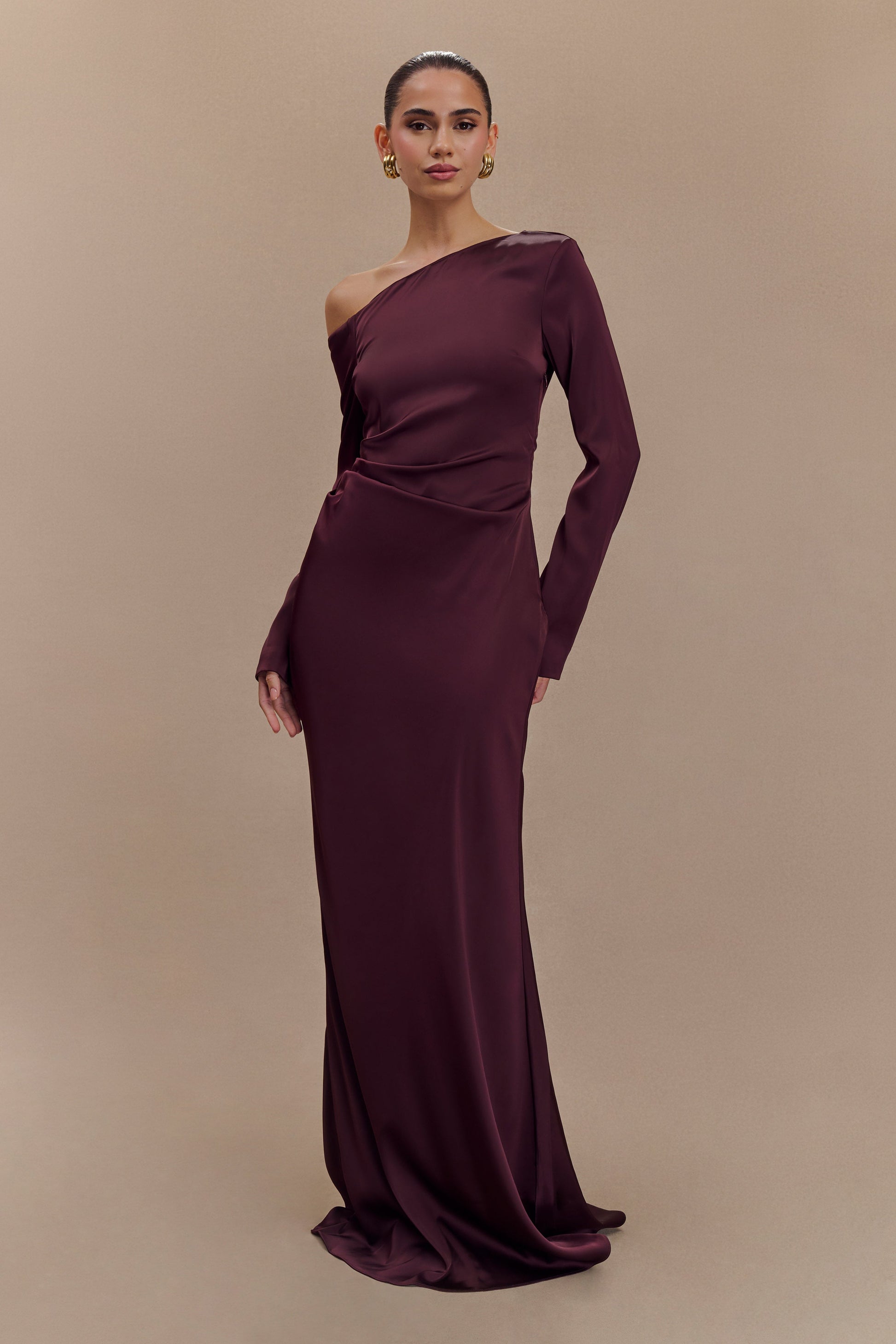 Avery Long Sleeve Maxi Dress - Plum | MESHKI UK Avery Long Sleeve Maxi Dress - Plum | MESHKI UK