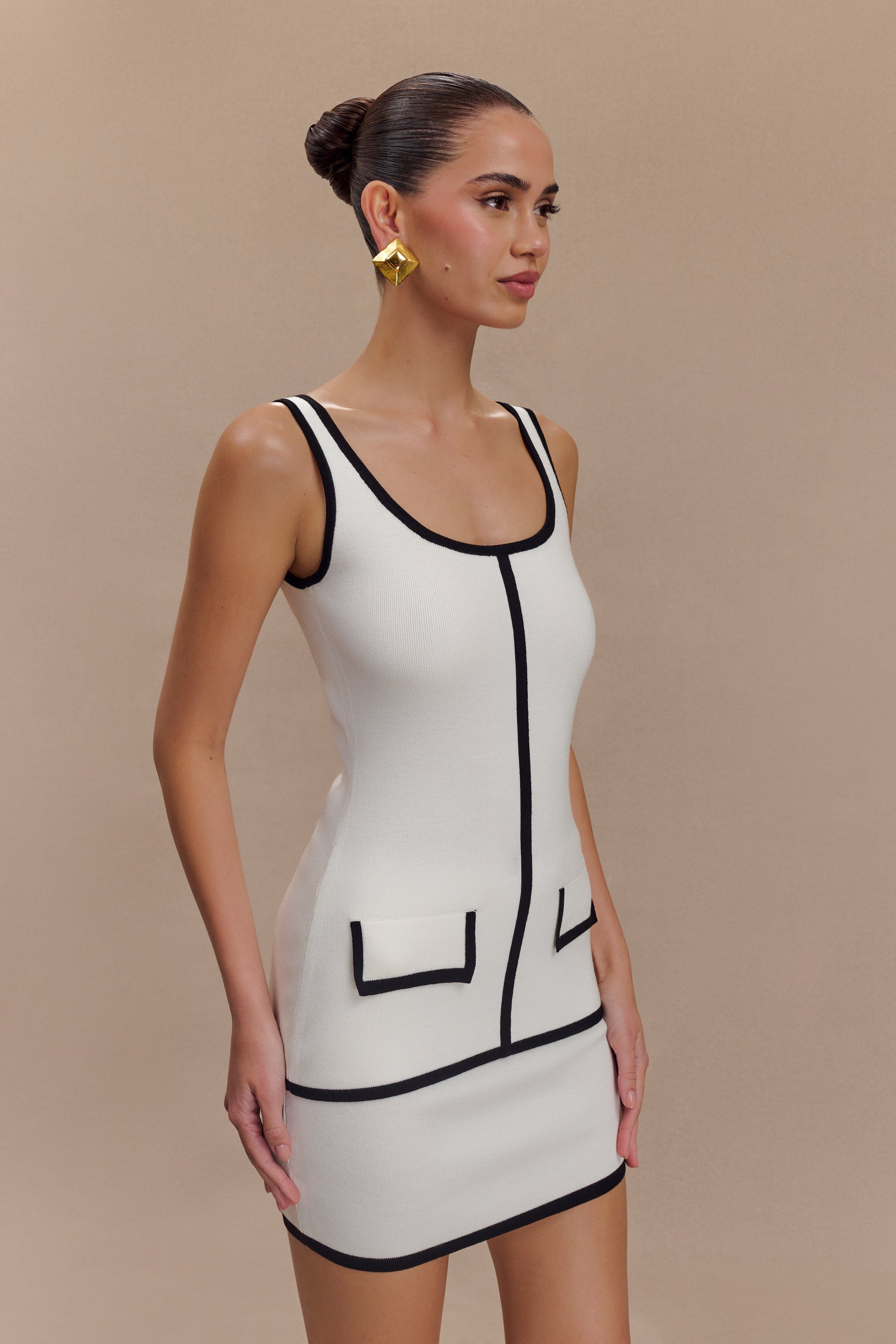 Becky Contrast Knit Top - Ivory & Black #4