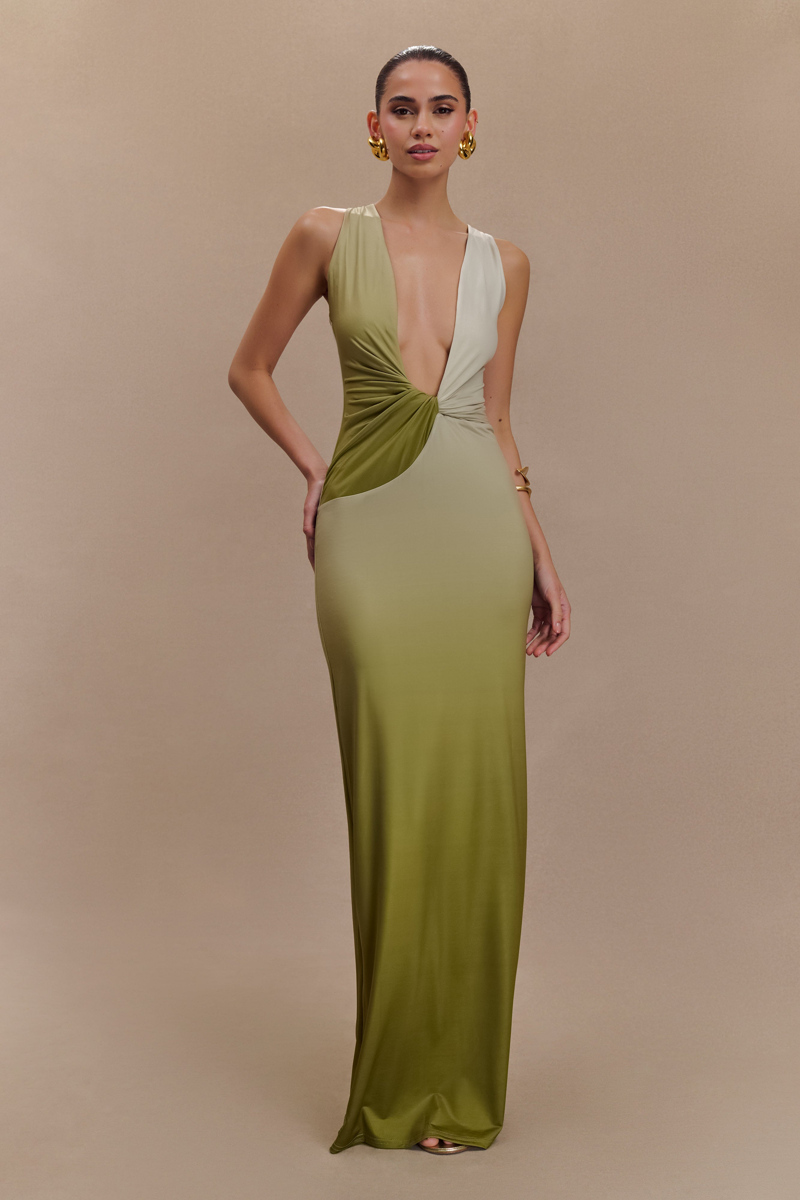 Stella Draped Slinky Maxi Dress Ombre Vintage
