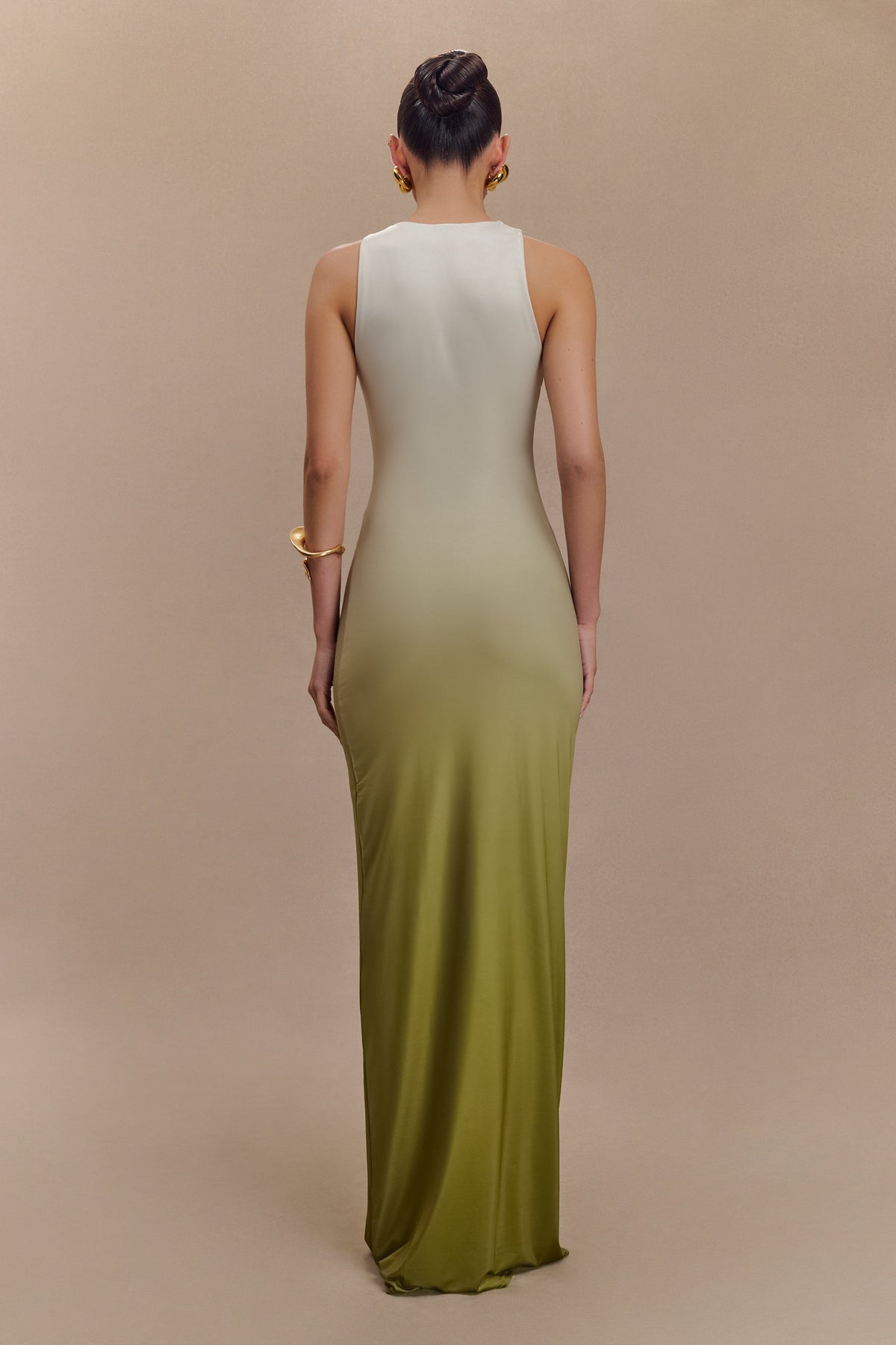 Stella Draped Slinky Maxi Dress - Ombre Vintage Olive #2