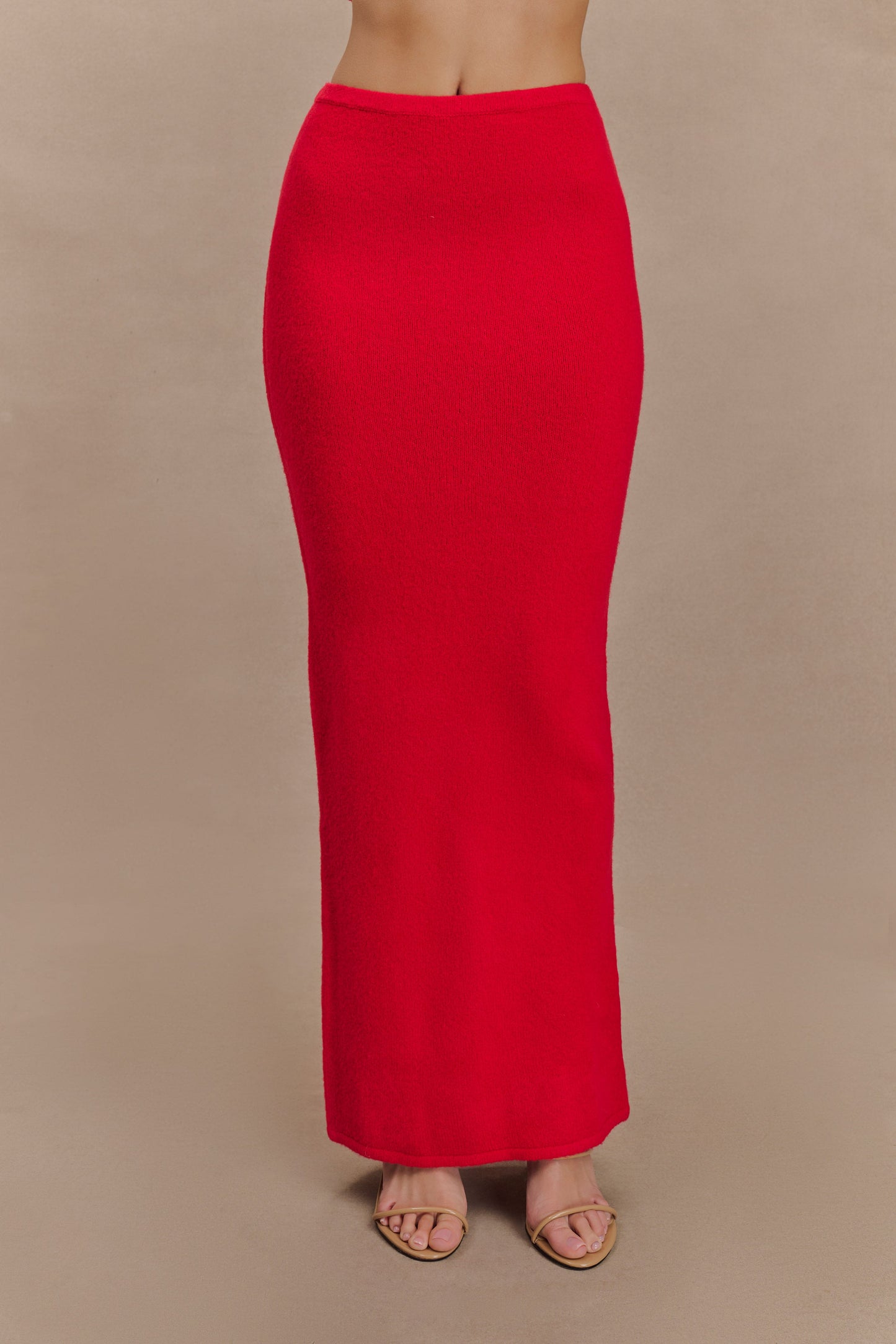 Elise Knit Maxi Skirt - Red