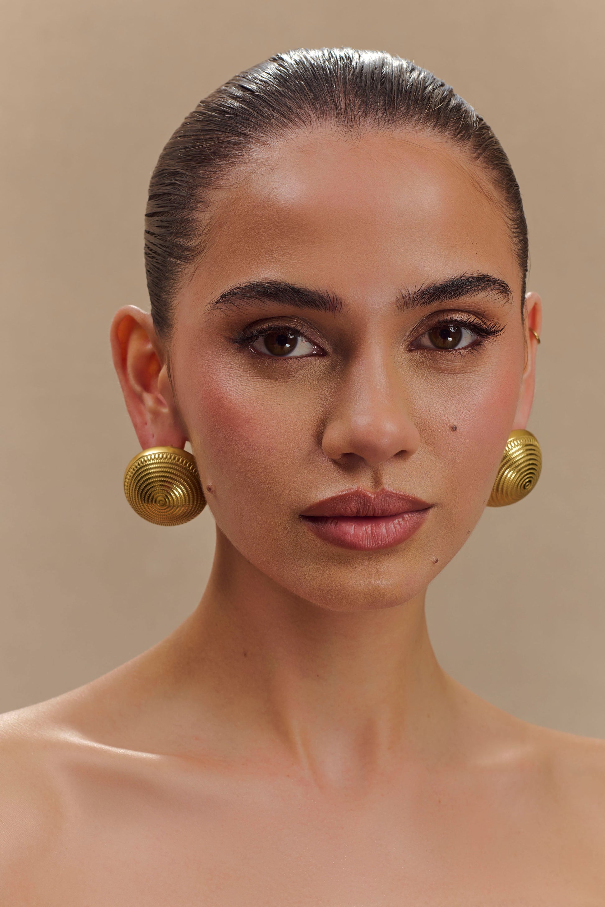 Kimberley Vintage Dome Earrings - Gold #2