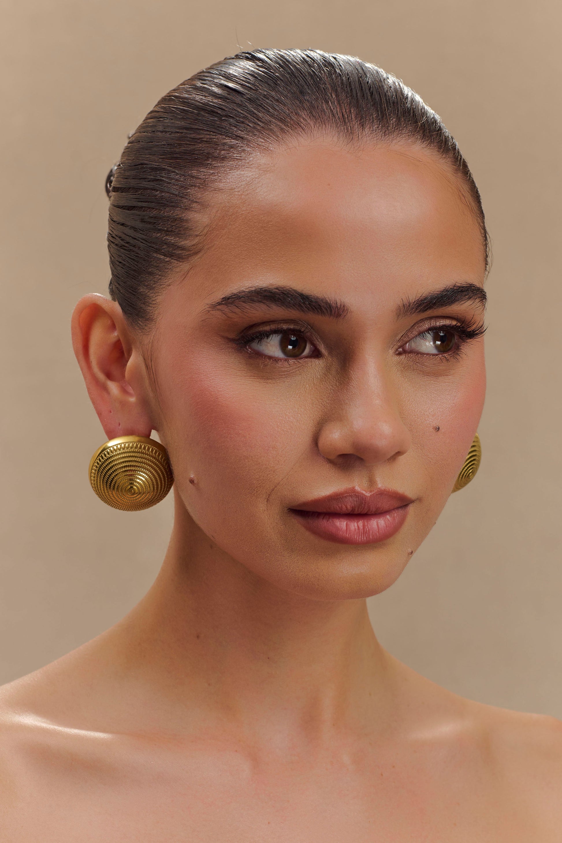 Kimberley Vintage Dome Earrings - Gold #3