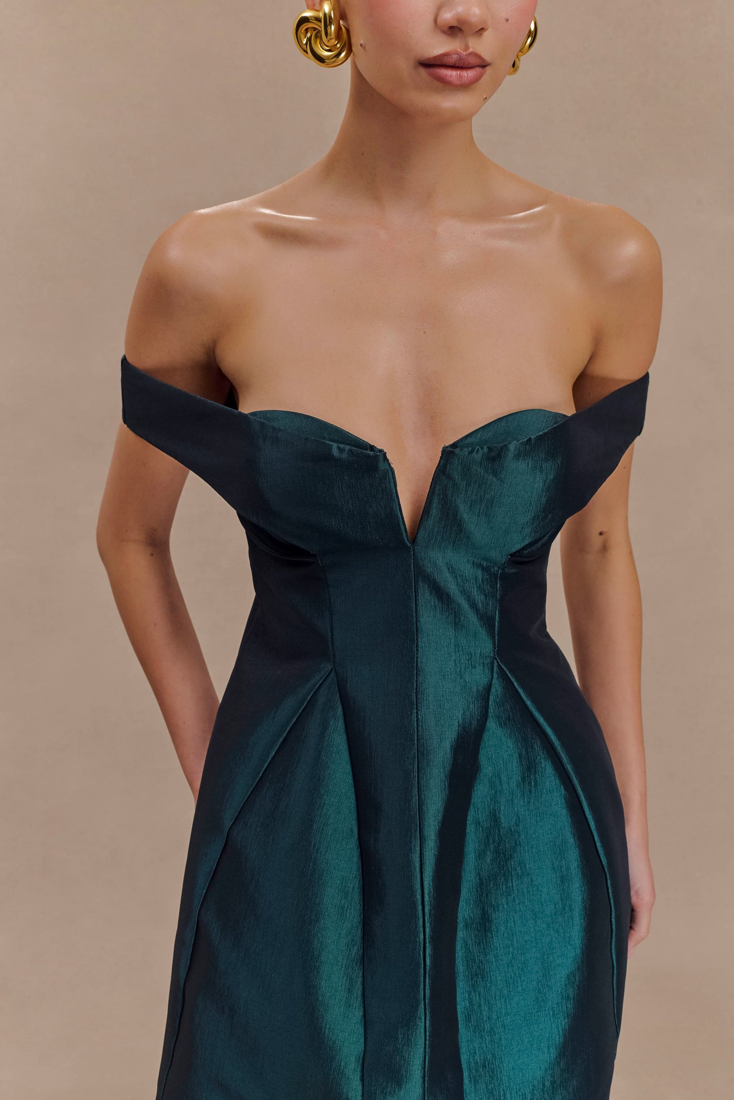 Diana Off Shoulders Mini Dress - Deep Emerald