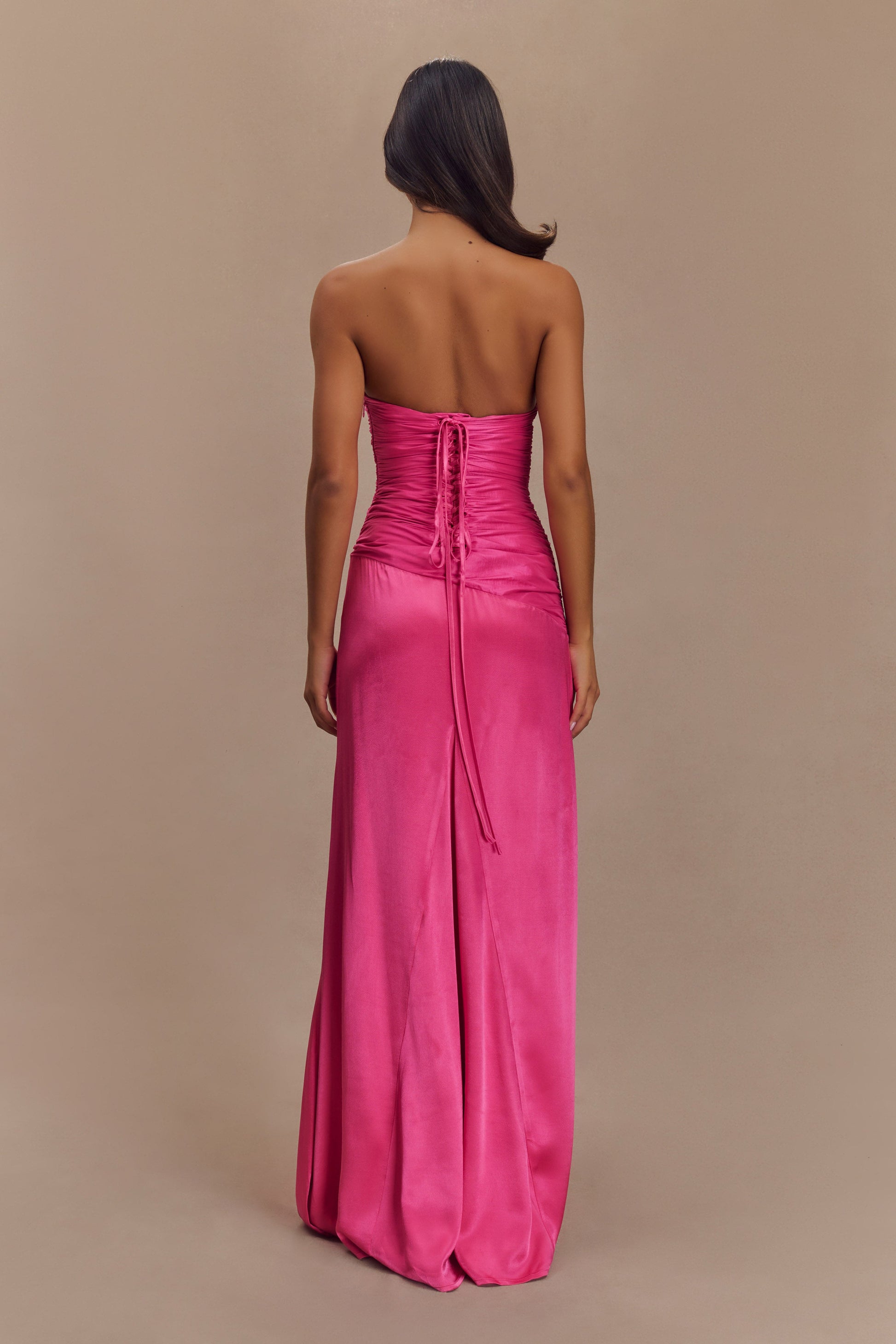 Serena Strapless Taffeta Maxi Dress - Crimson Pink #2