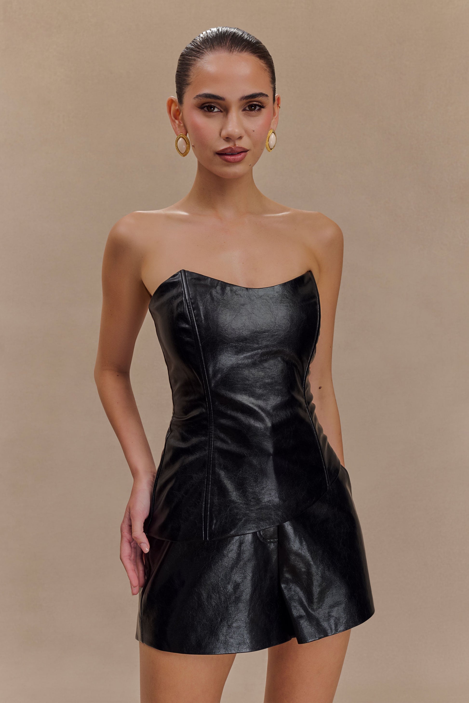 Arabelle Faux Leather Shorts - Black #2