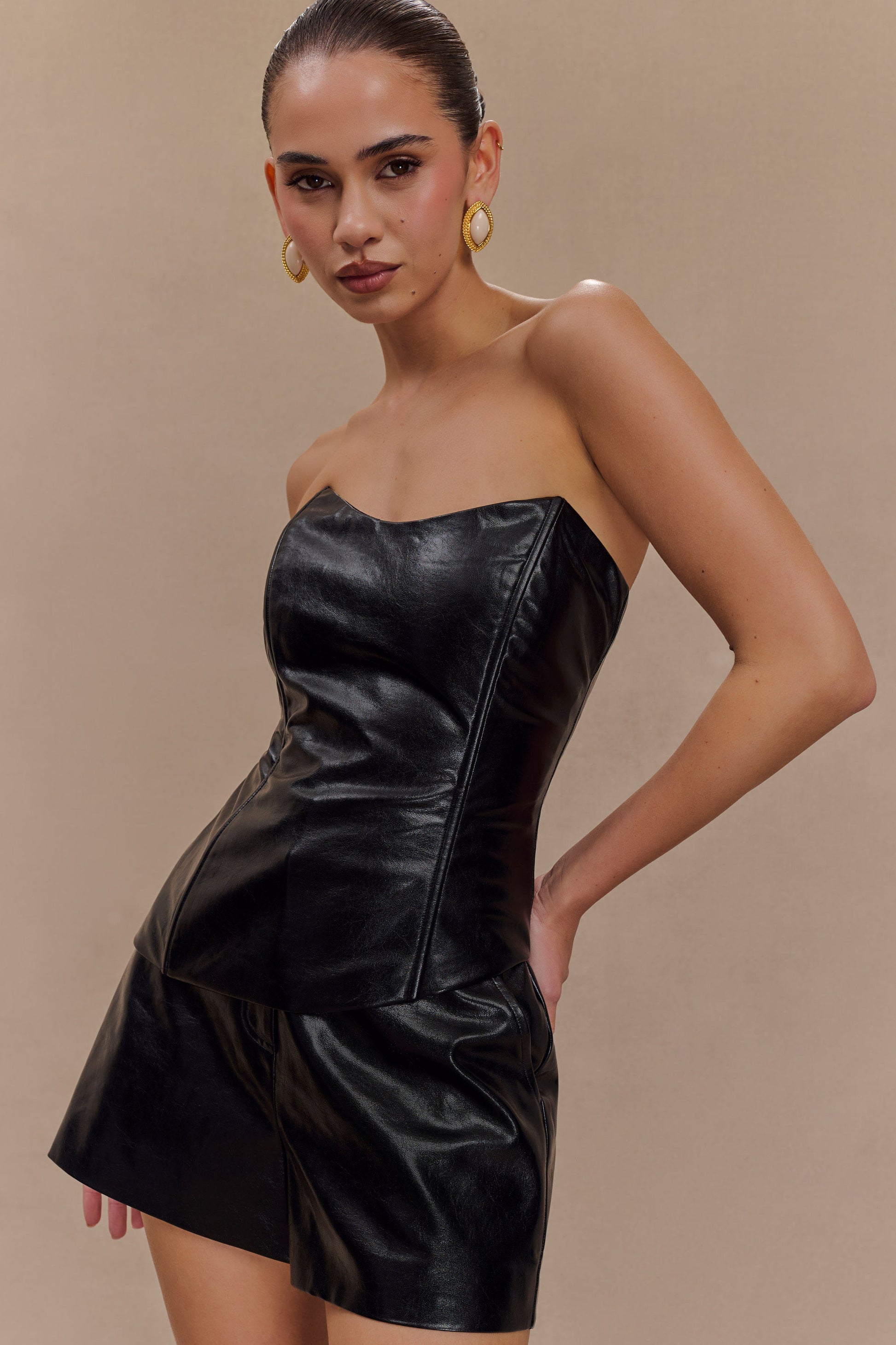 Arabelle Faux Leather Shorts - Black #9