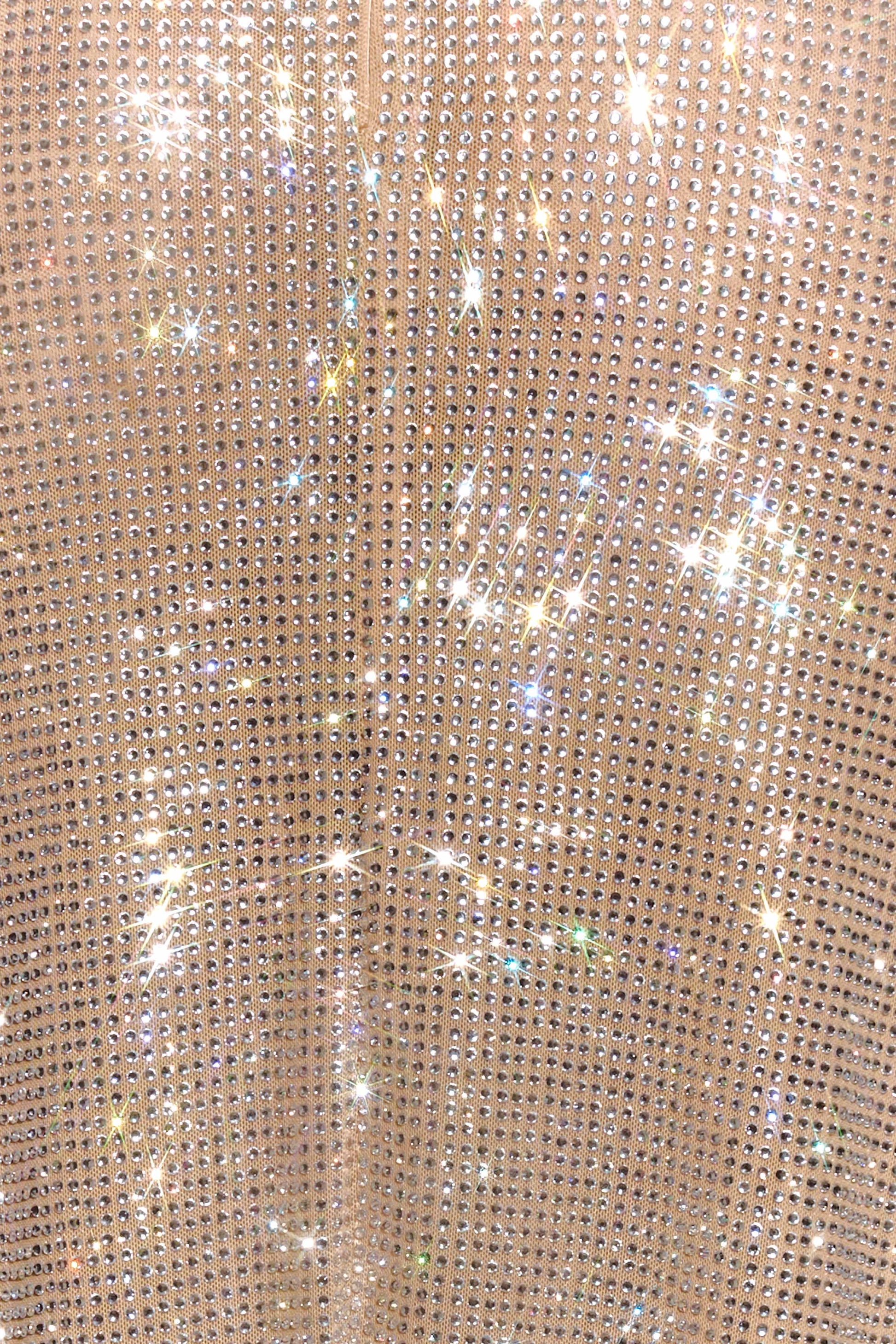 Genie Diamante Halter Midi Dress - Nude #7