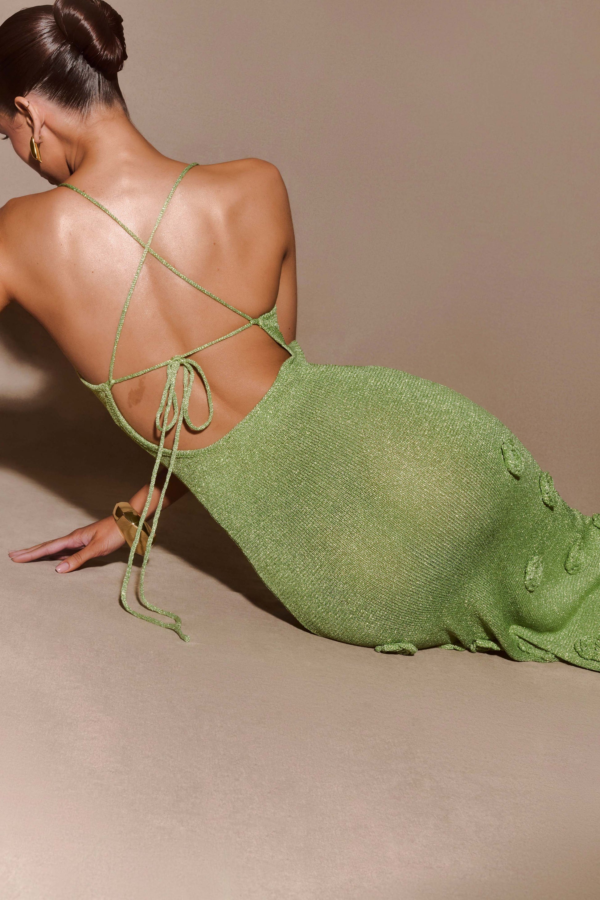 Suki Metallic Knit Maxi Dress - Pastel Green | MESHKI UK Suki Metallic Knit Maxi Dress - Pastel Green | MESHKI UK