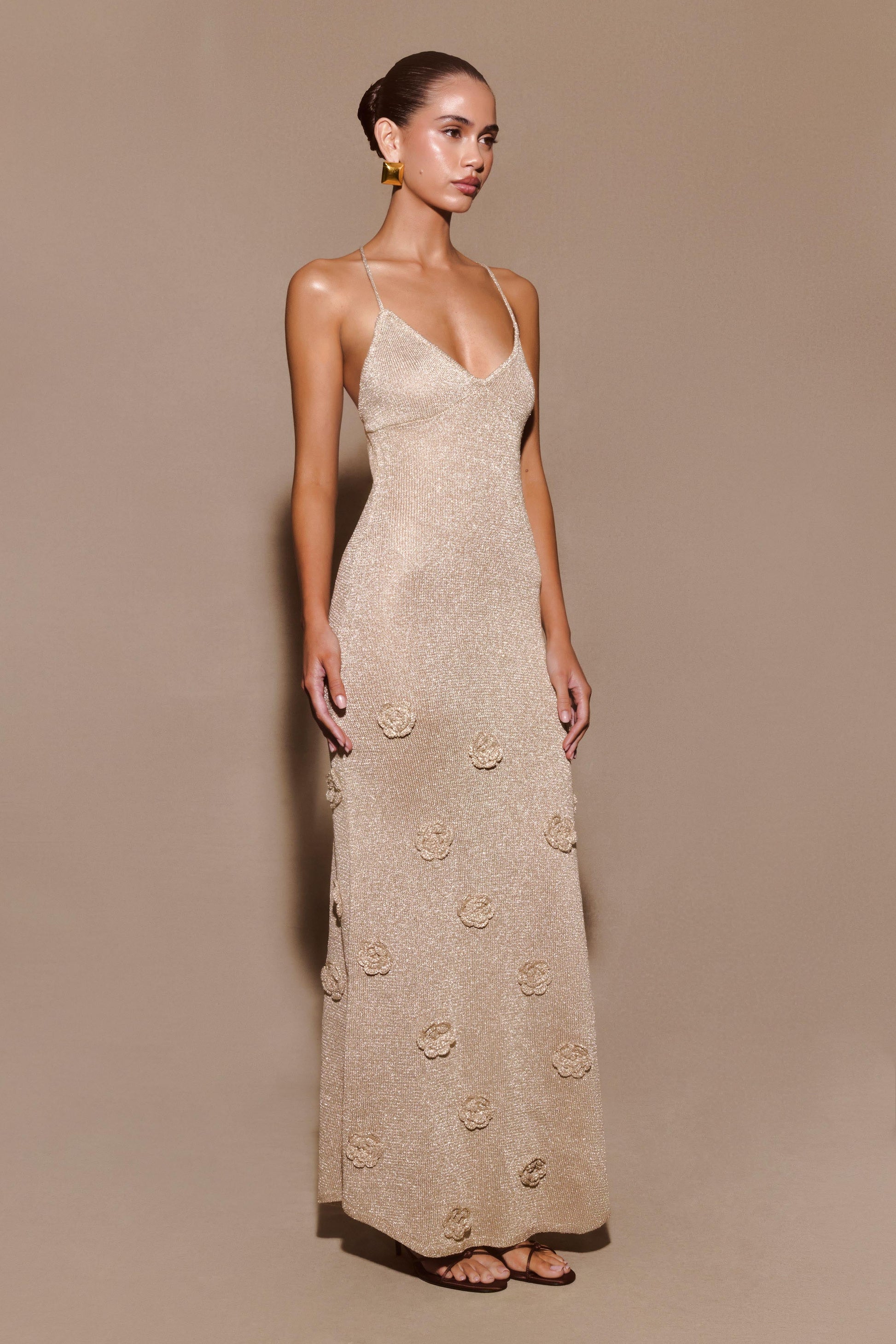 Suki Metallic Knit Maxi Dress - Gold #4