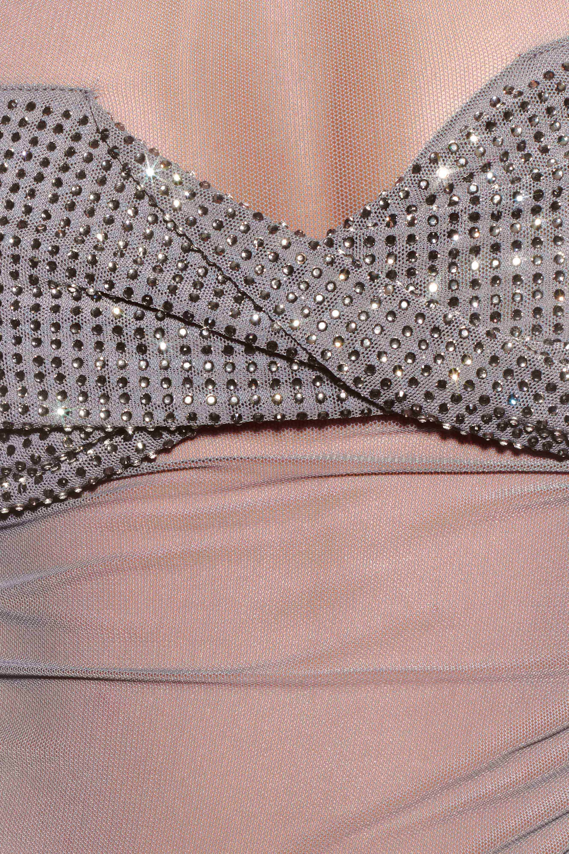 Garcelle Diamante Off Shoulder Top - Gunmetal #6