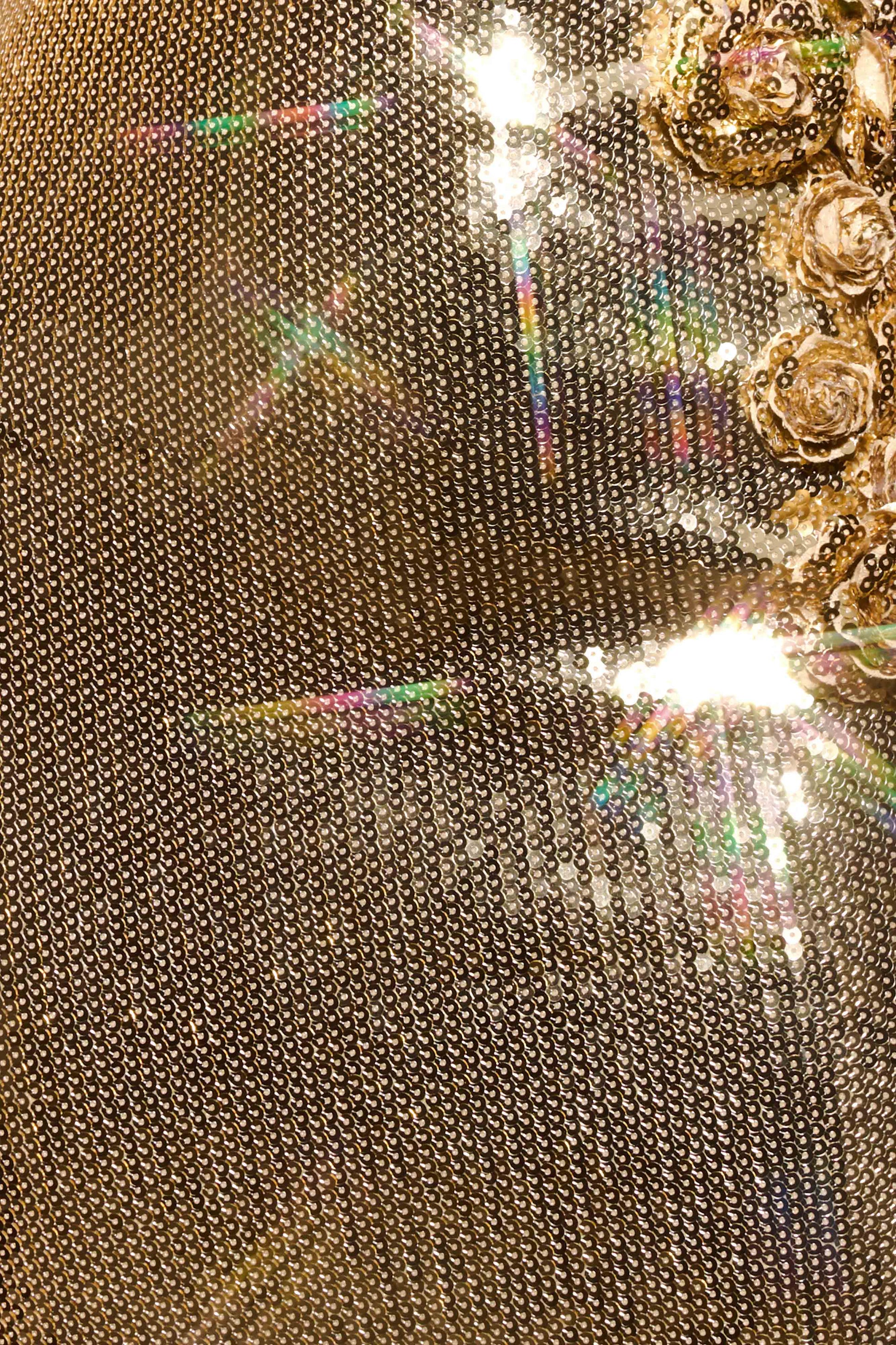 Cassia Strapless Sequin Rose Midi Dress - Gold #8