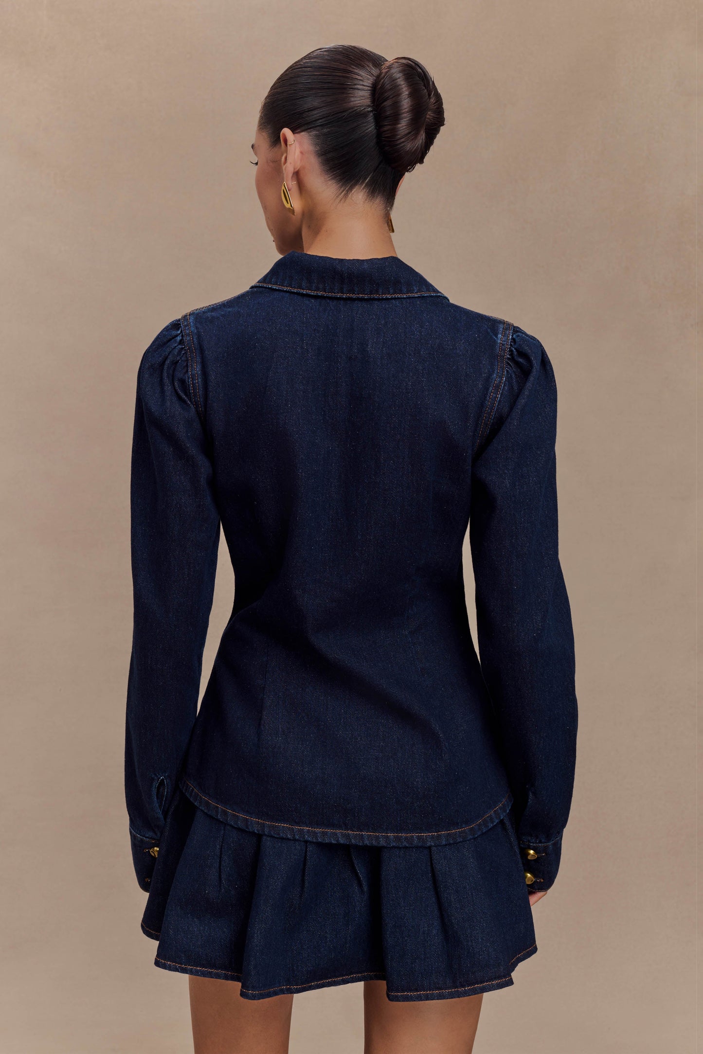 Hilary Long Sleeve Denim Top - Indigo Blue