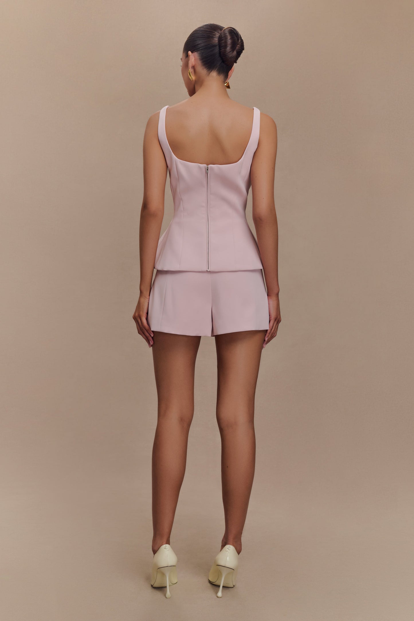 Korrie Suiting Peplum Top - Powder Pink