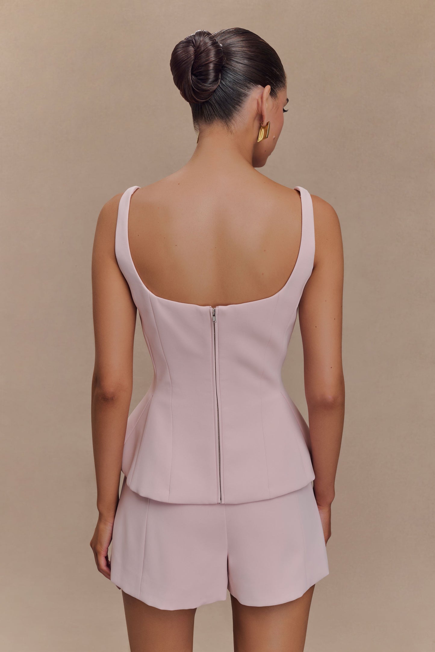 Korrie Suiting Peplum Top - Powder Pink