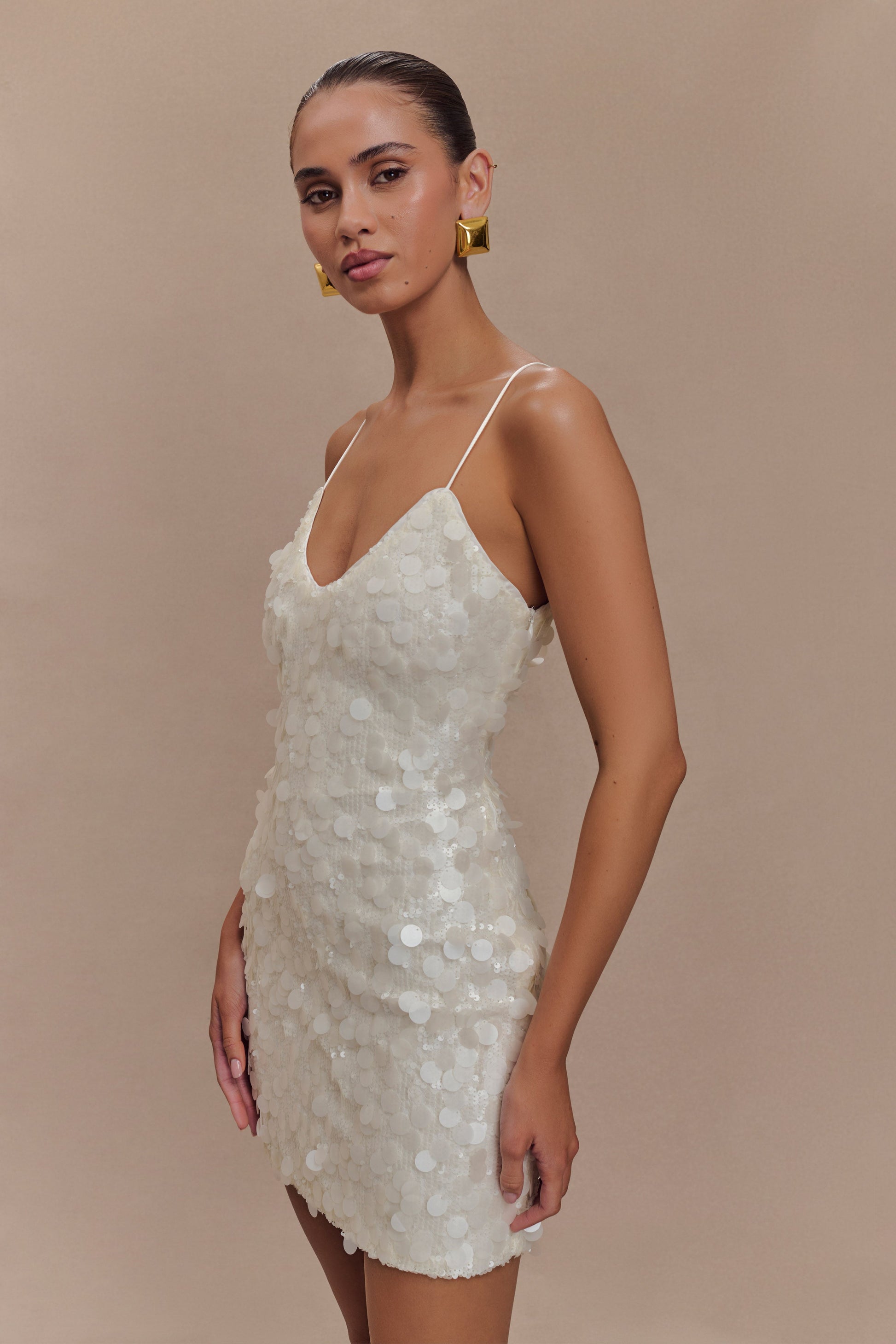 Romilly Sequin Mini Dress - Ivory #4