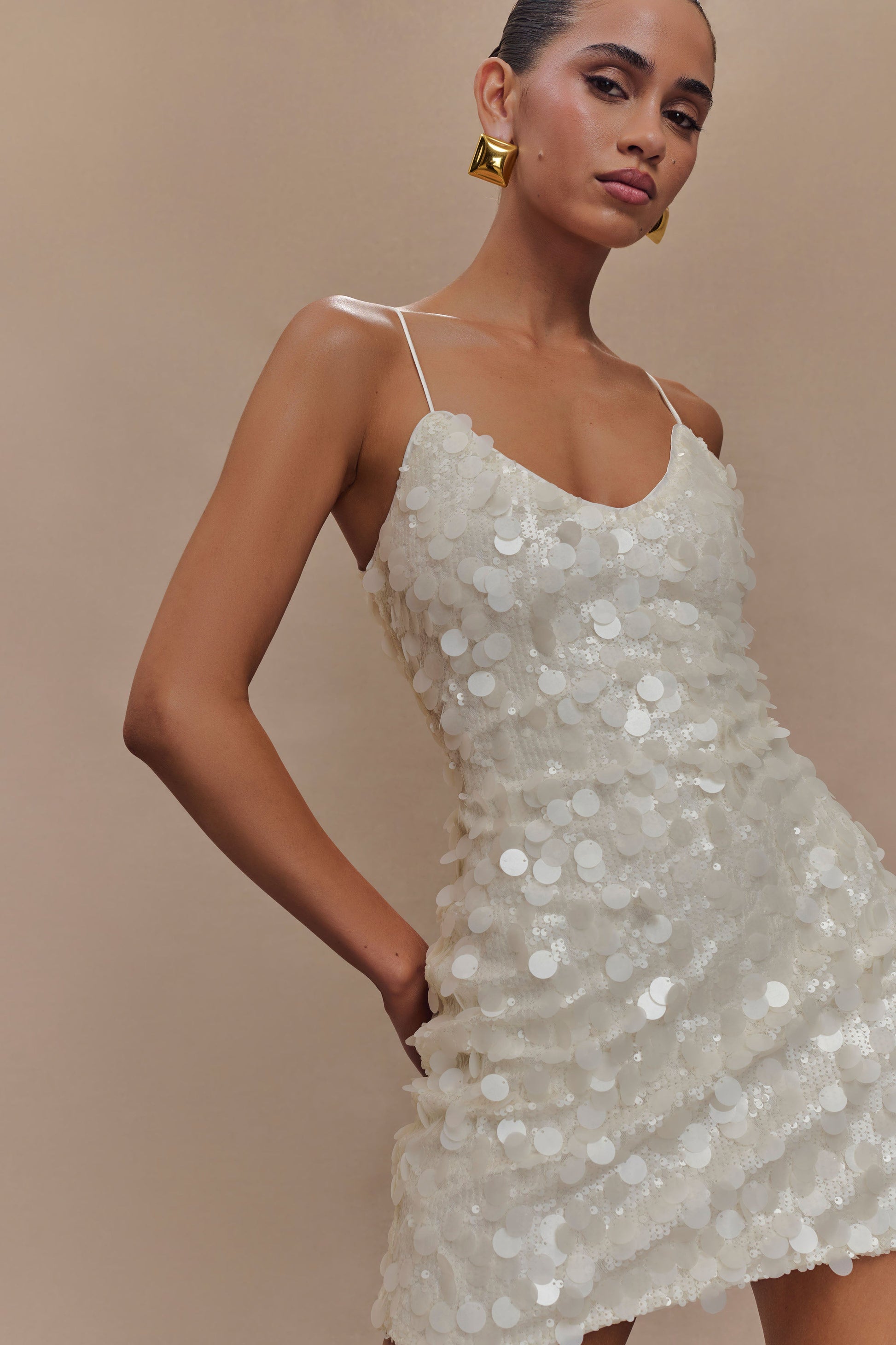Romilly Sequin Mini Dress - Ivory #3