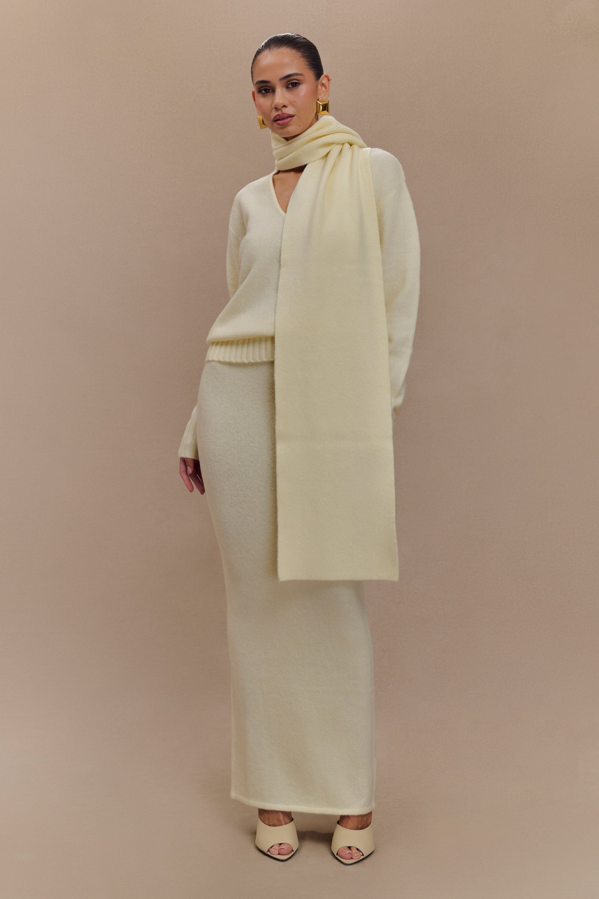 Elise Knit Maxi Skirt - Ivory Marle #2