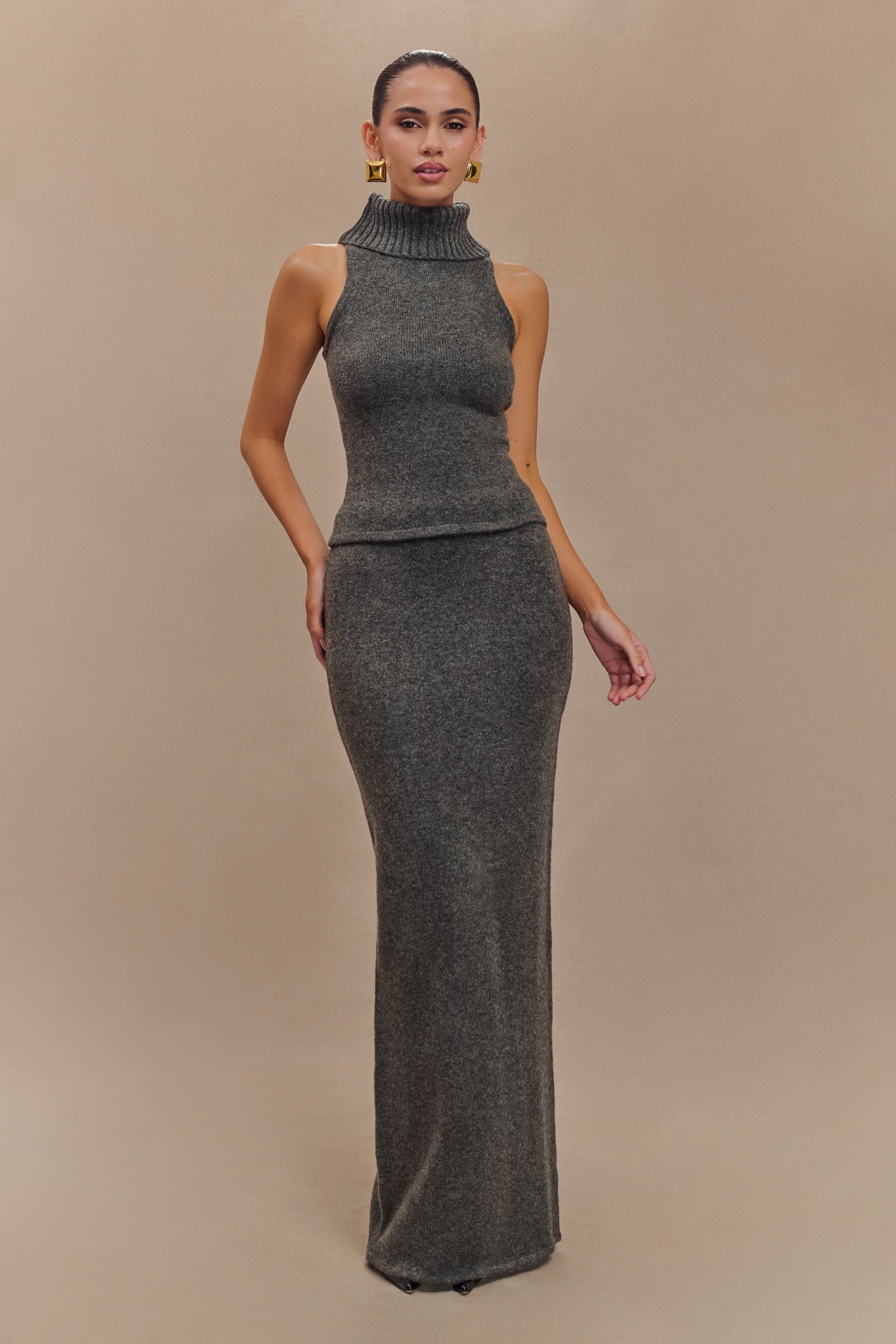 Elise Knit Maxi Skirt - Charcoal Marle #6