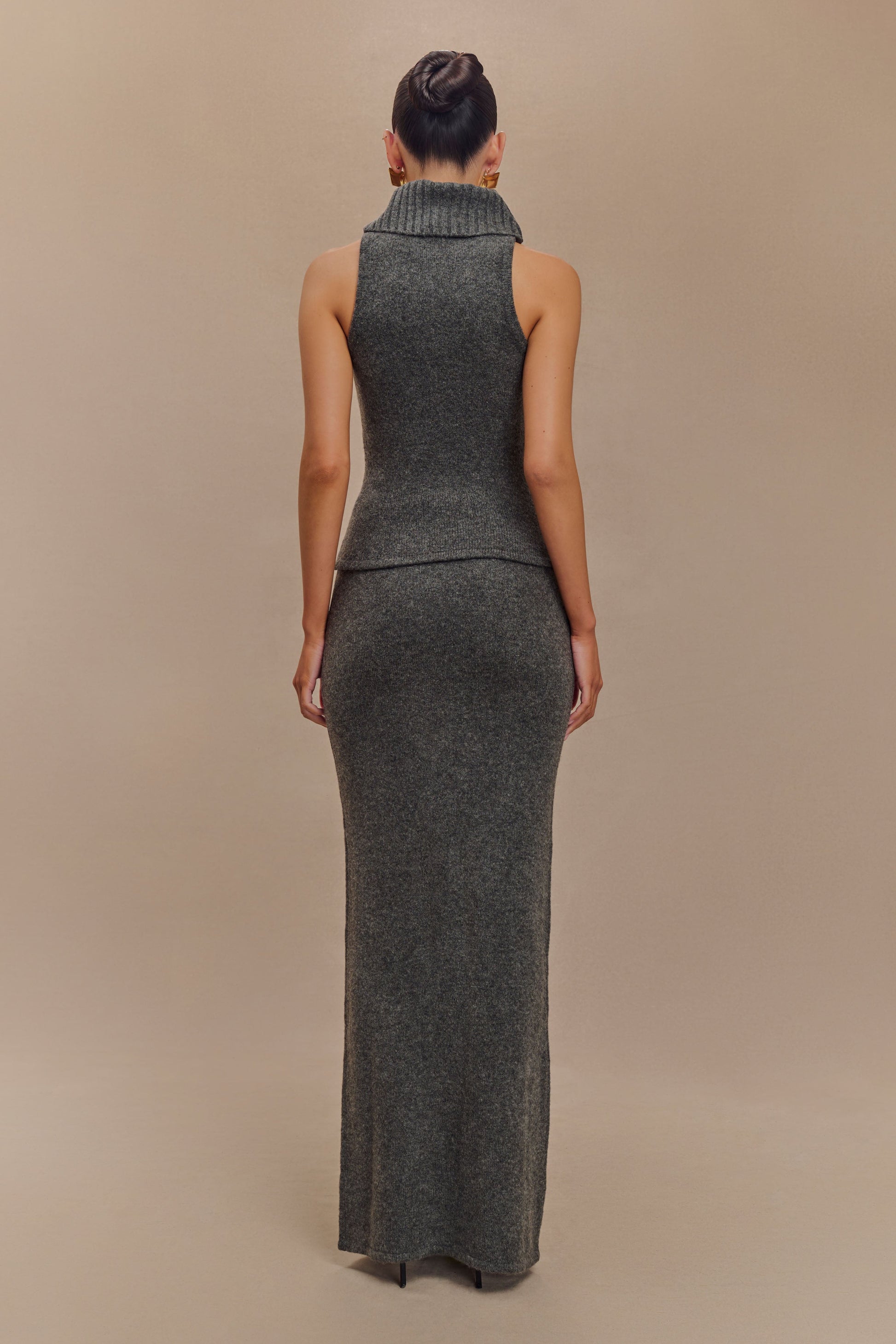 Elise Roll Neck Knit Top - Charcoal Marle #6