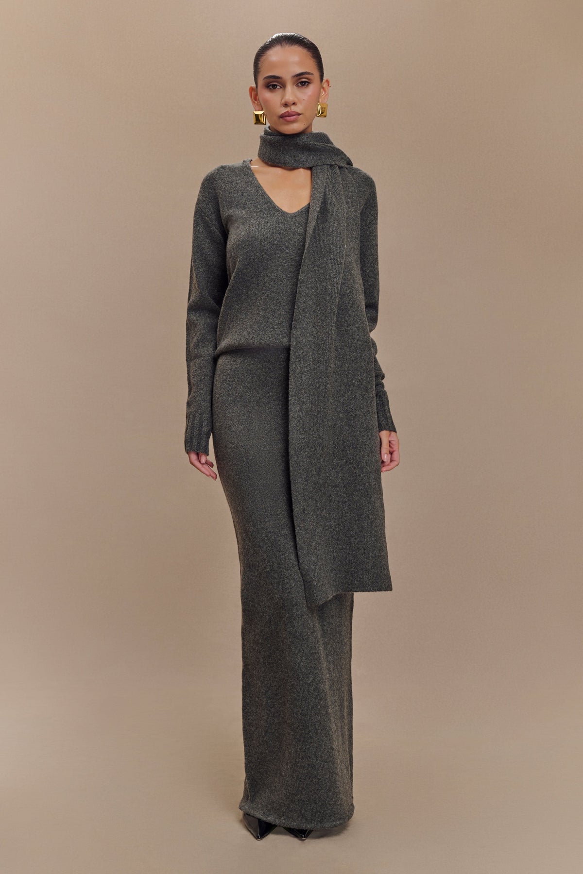 Elise Knit Maxi Skirt - Charcoal Marle #4