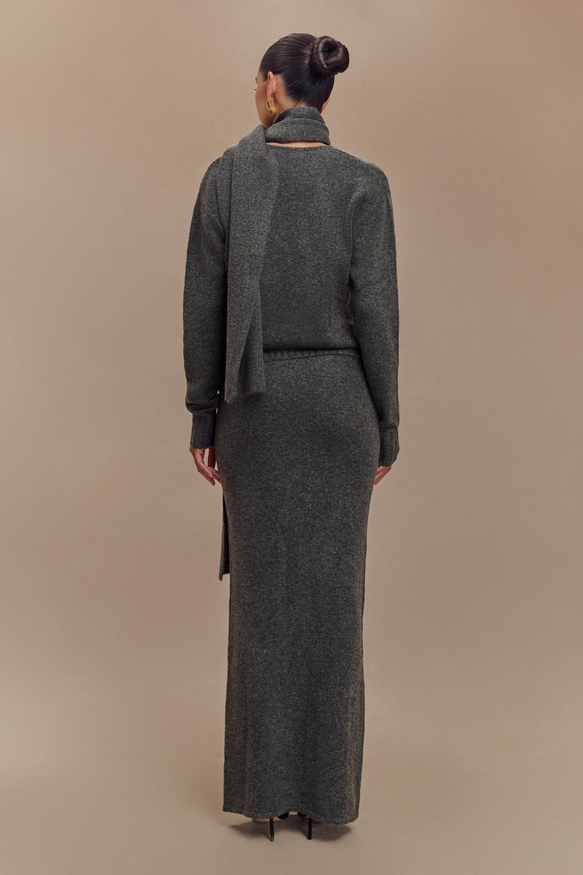 Elise Knit Maxi Skirt - Charcoal Marle #5