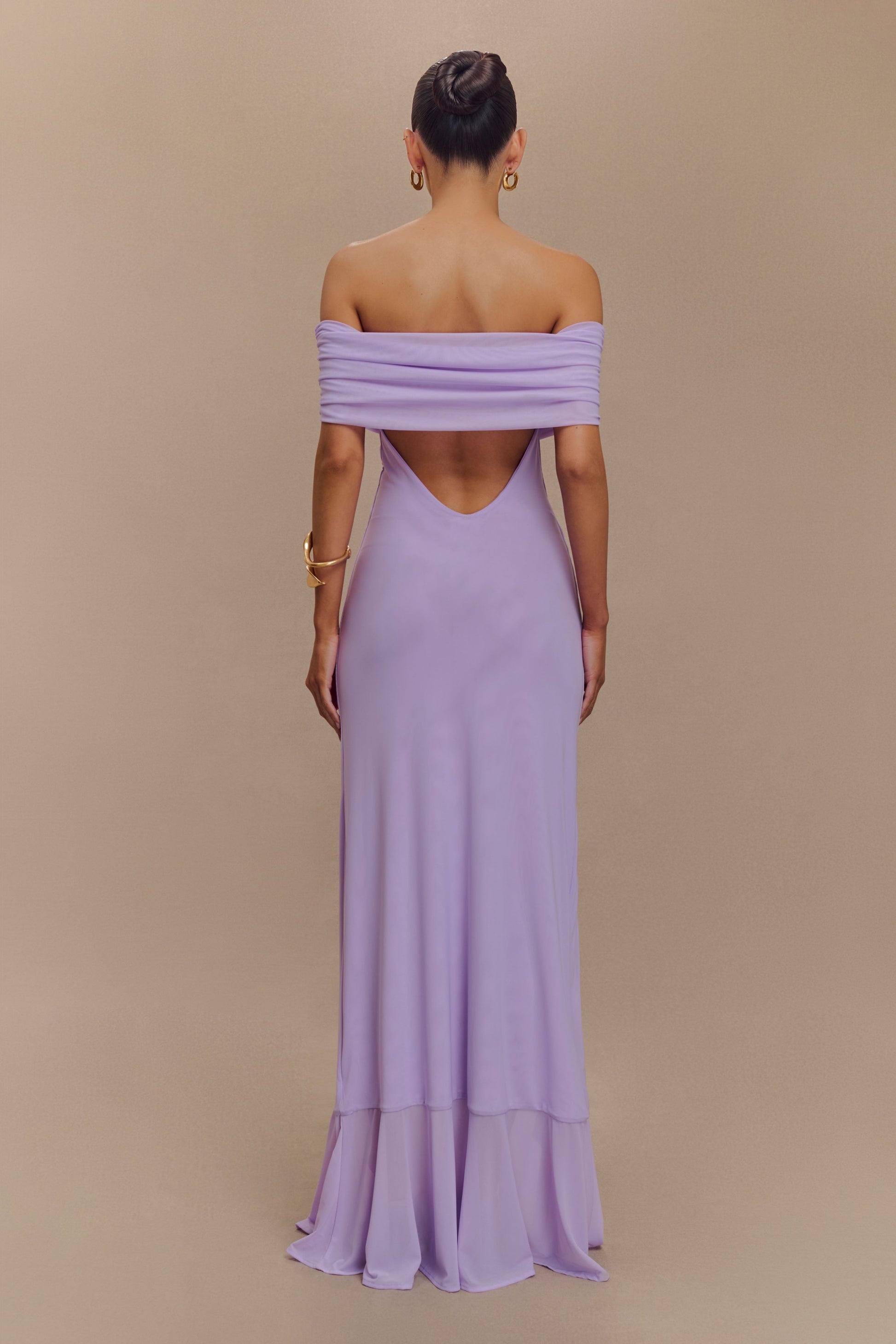 Audrey Off Shoulder Mesh Maxi Dress - Lilac #2