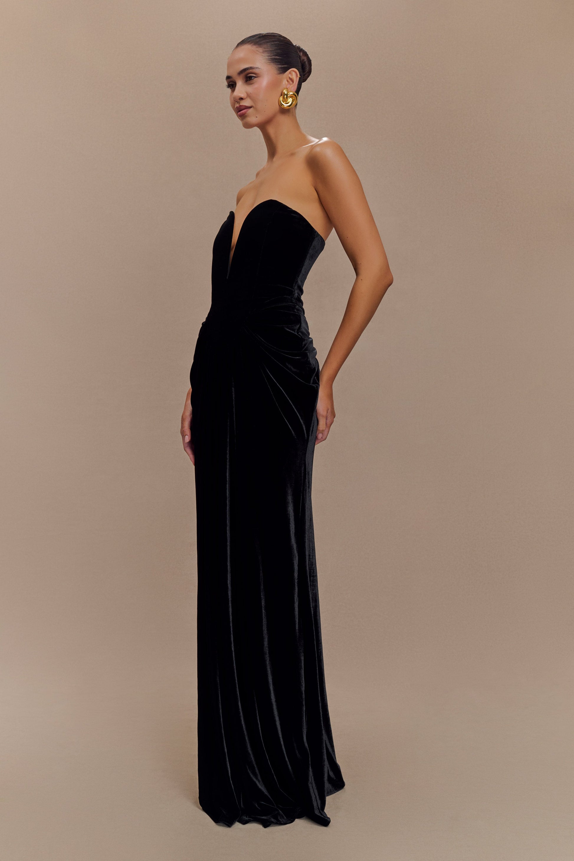 Paige Strapless Velvet Maxi Dress - Black #5