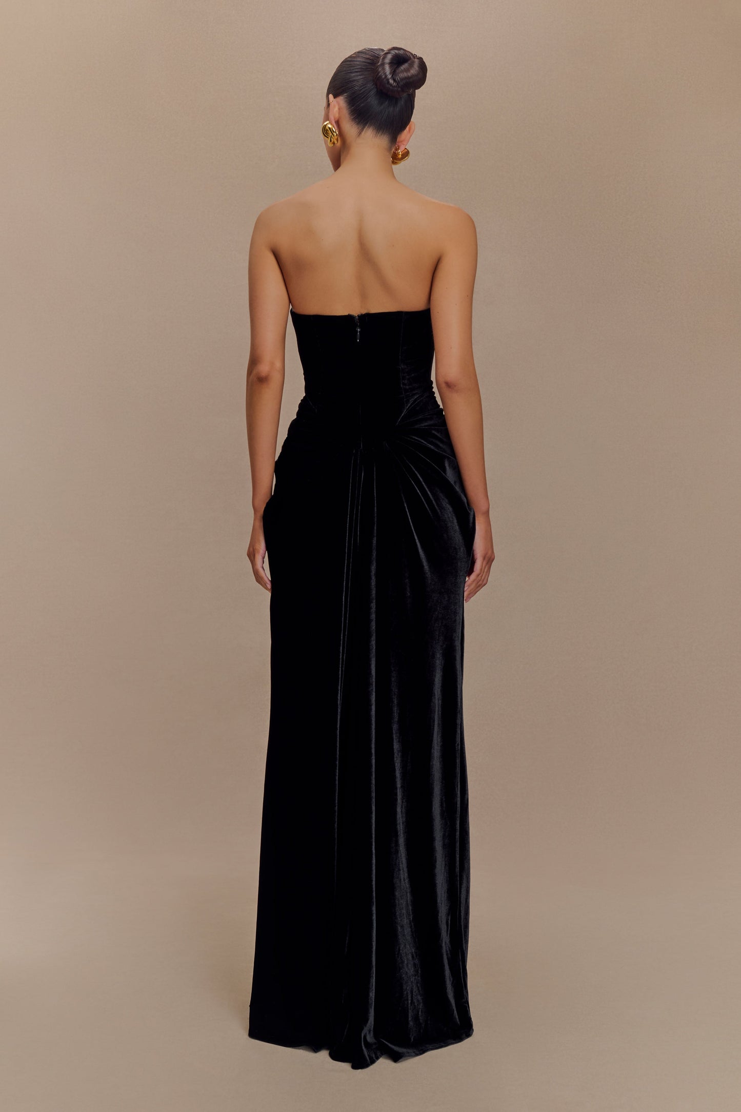 Paige Strapless Velvet Maxi Dress - Black