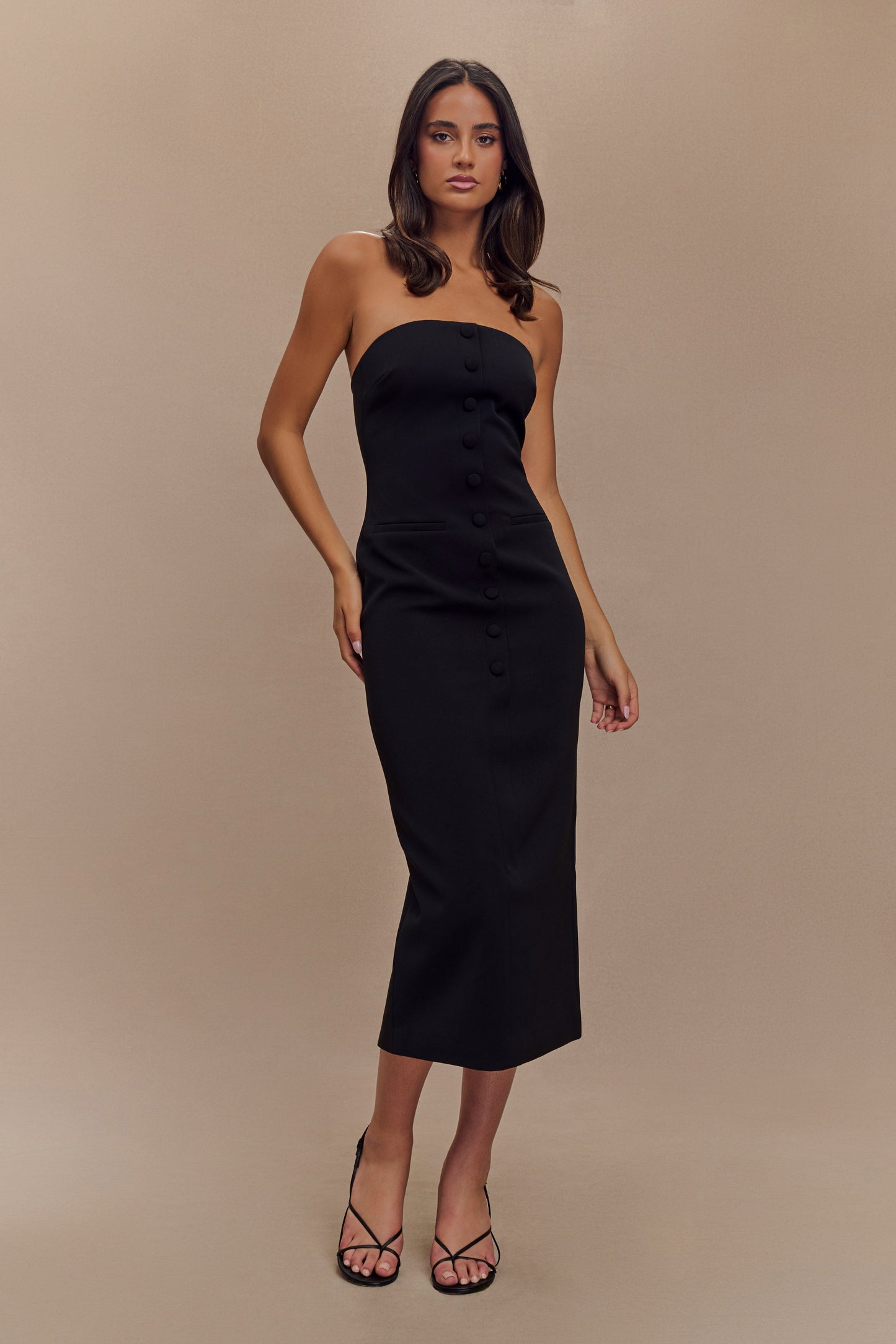 Sussan Strapless Midi Dress - Black