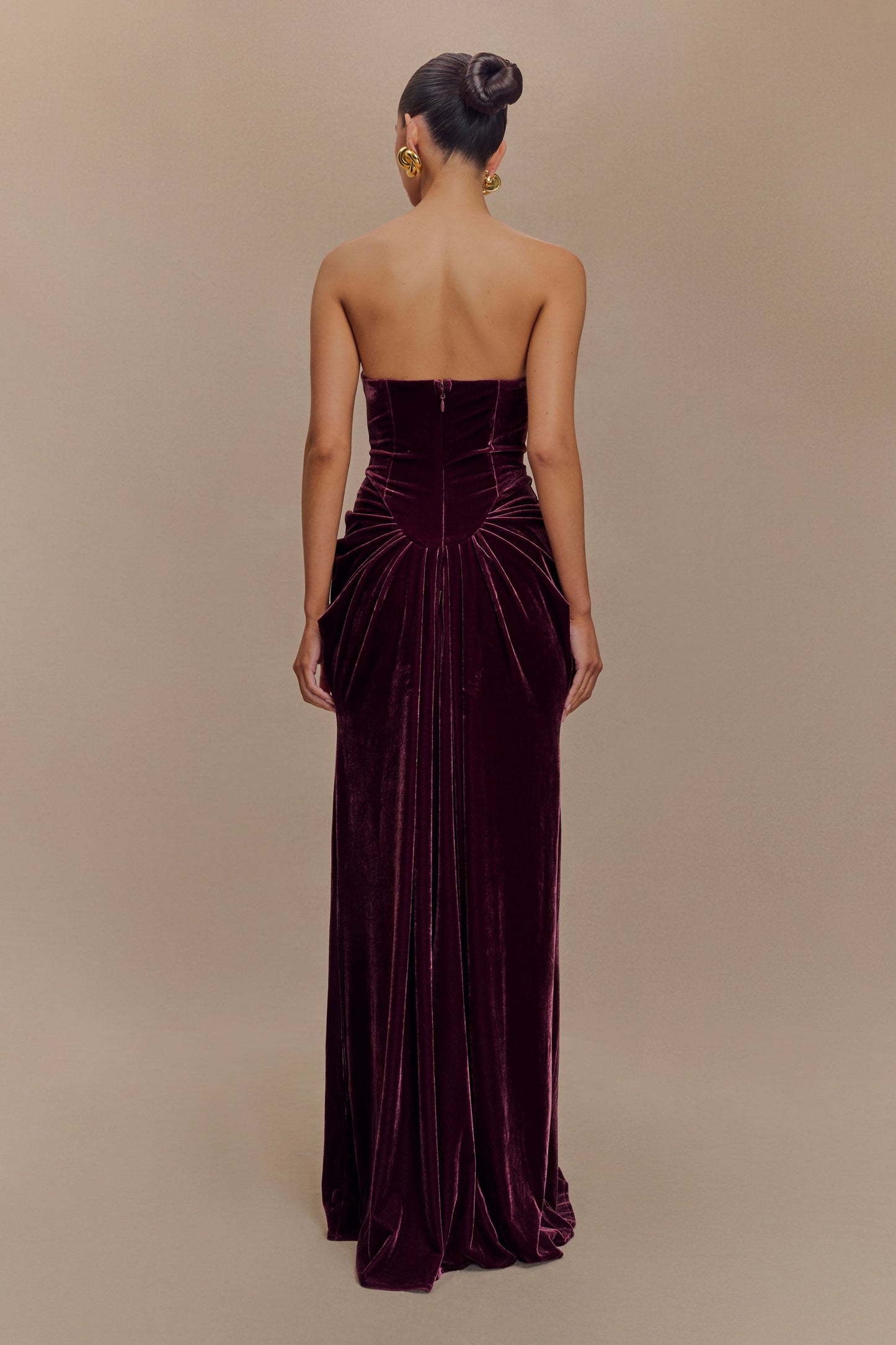 Paige Strapless Velvet Maxi Dress - Plum