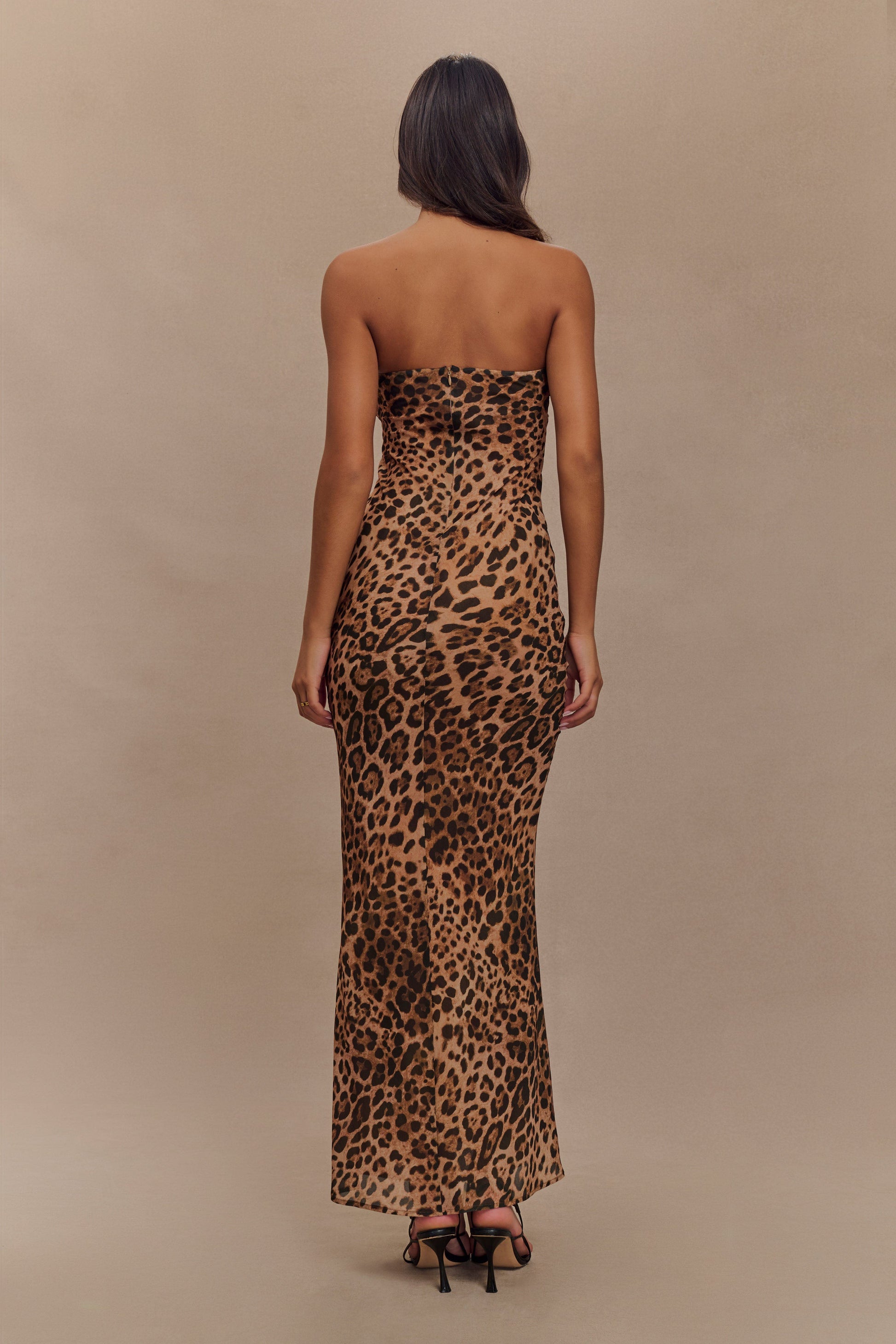 Breanna Strapless Chiffon Maxi Dress - Leopard Print #2