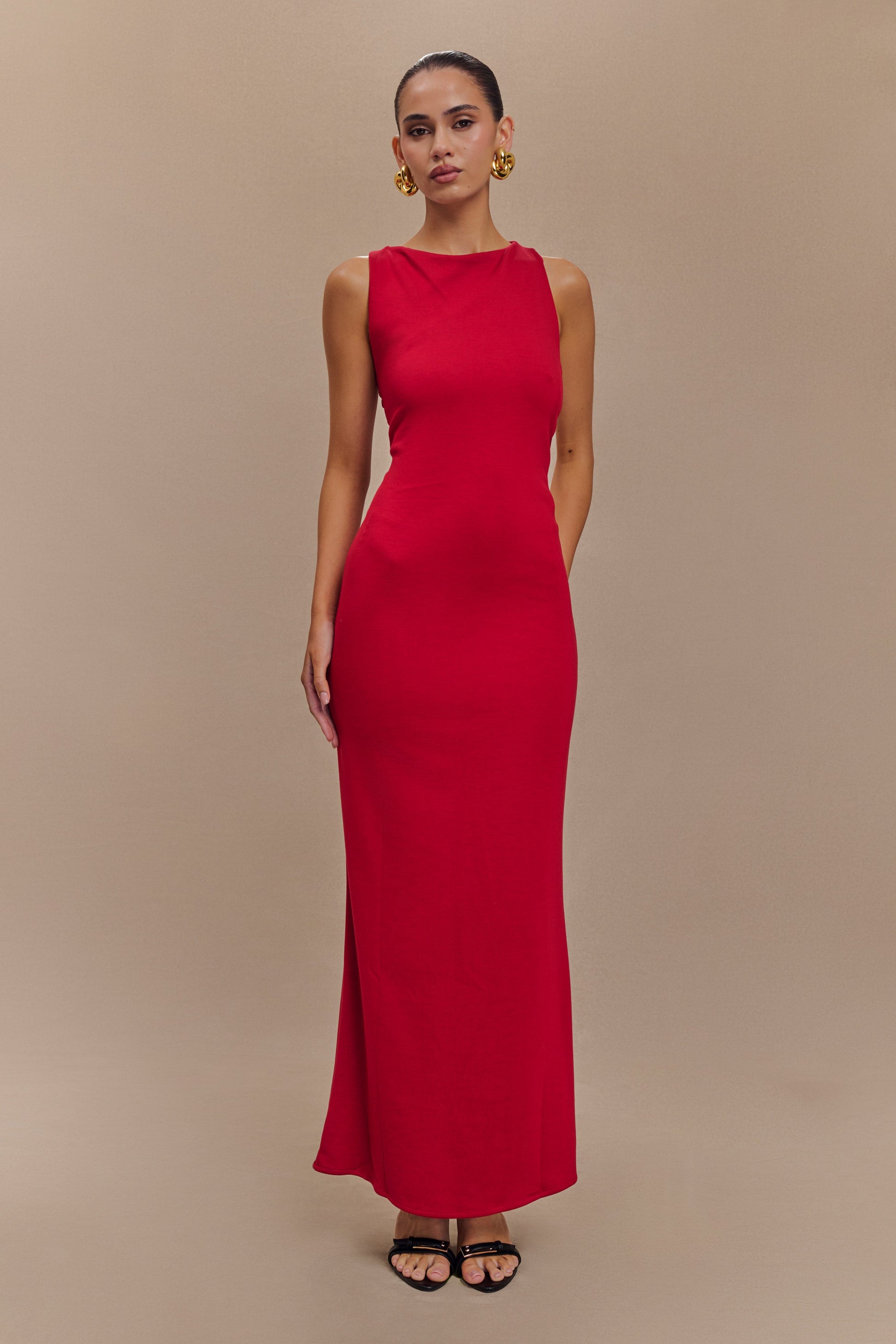 Catelyn Asymmetrical Scuba Jersey Midi Dress - Ruby #3