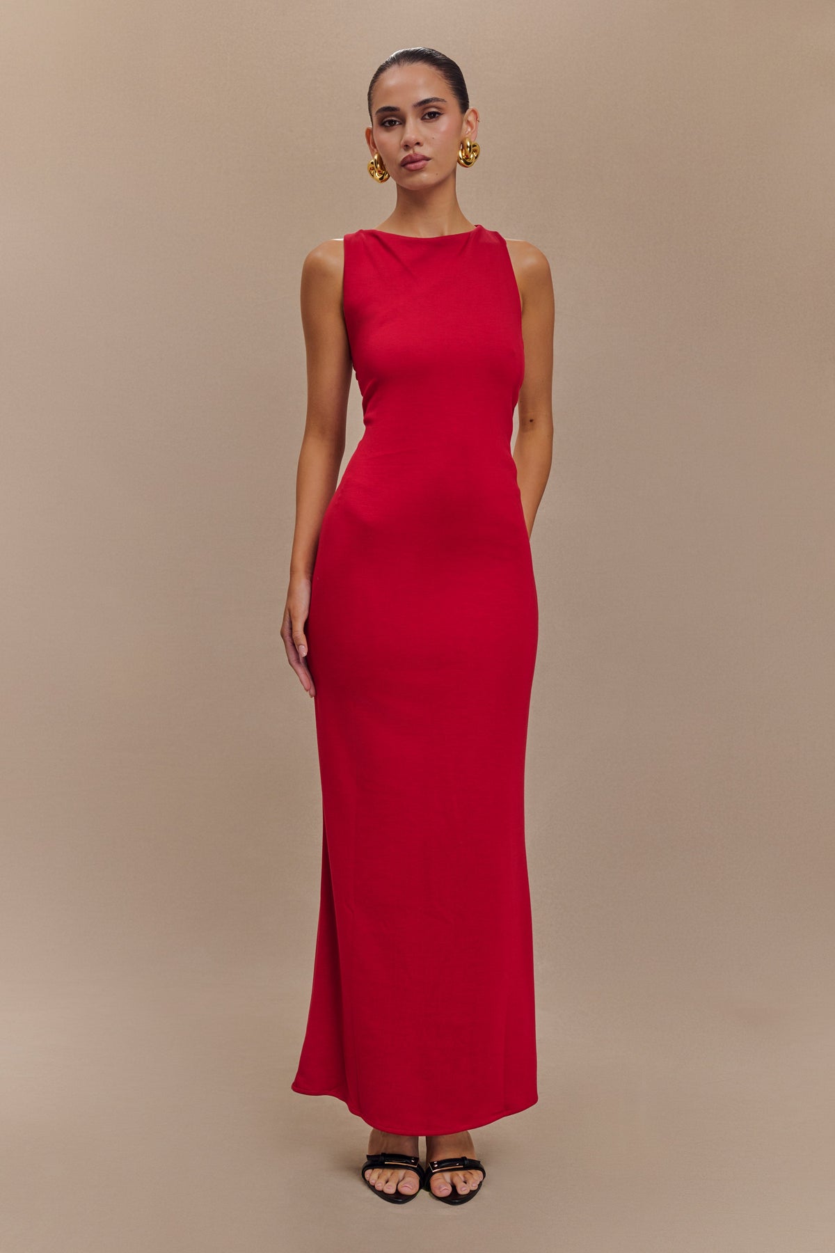 Catelyn Asymmetrical Scuba Jersey Midi Dress - Ruby #3