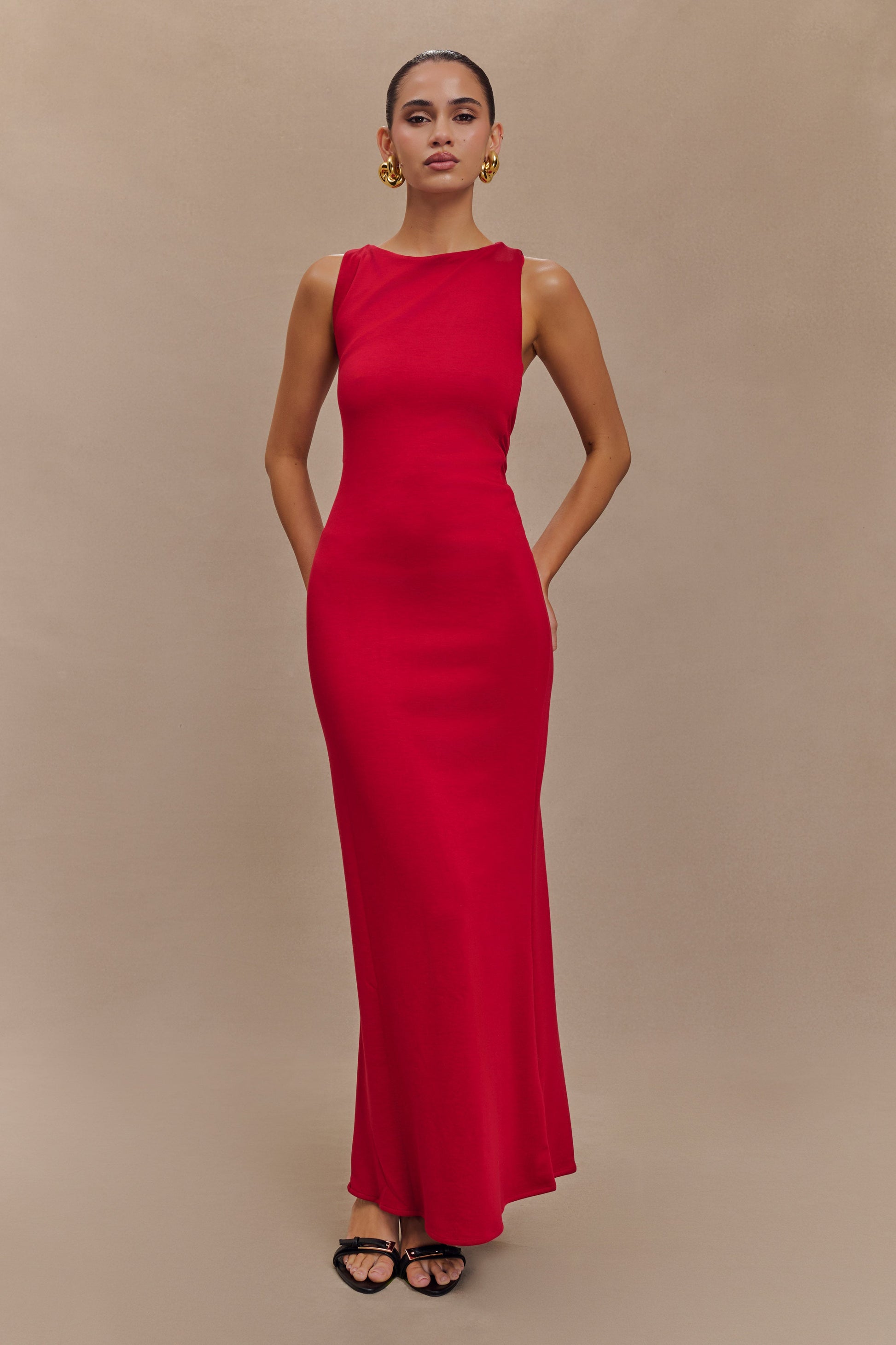 Catelyn Asymmetrical Scuba Jersey Midi Dress - Ruby #8