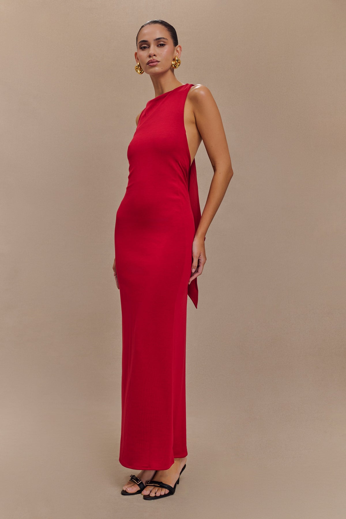 Catelyn Asymmetrical Scuba Jersey Midi Dress - Ruby #6